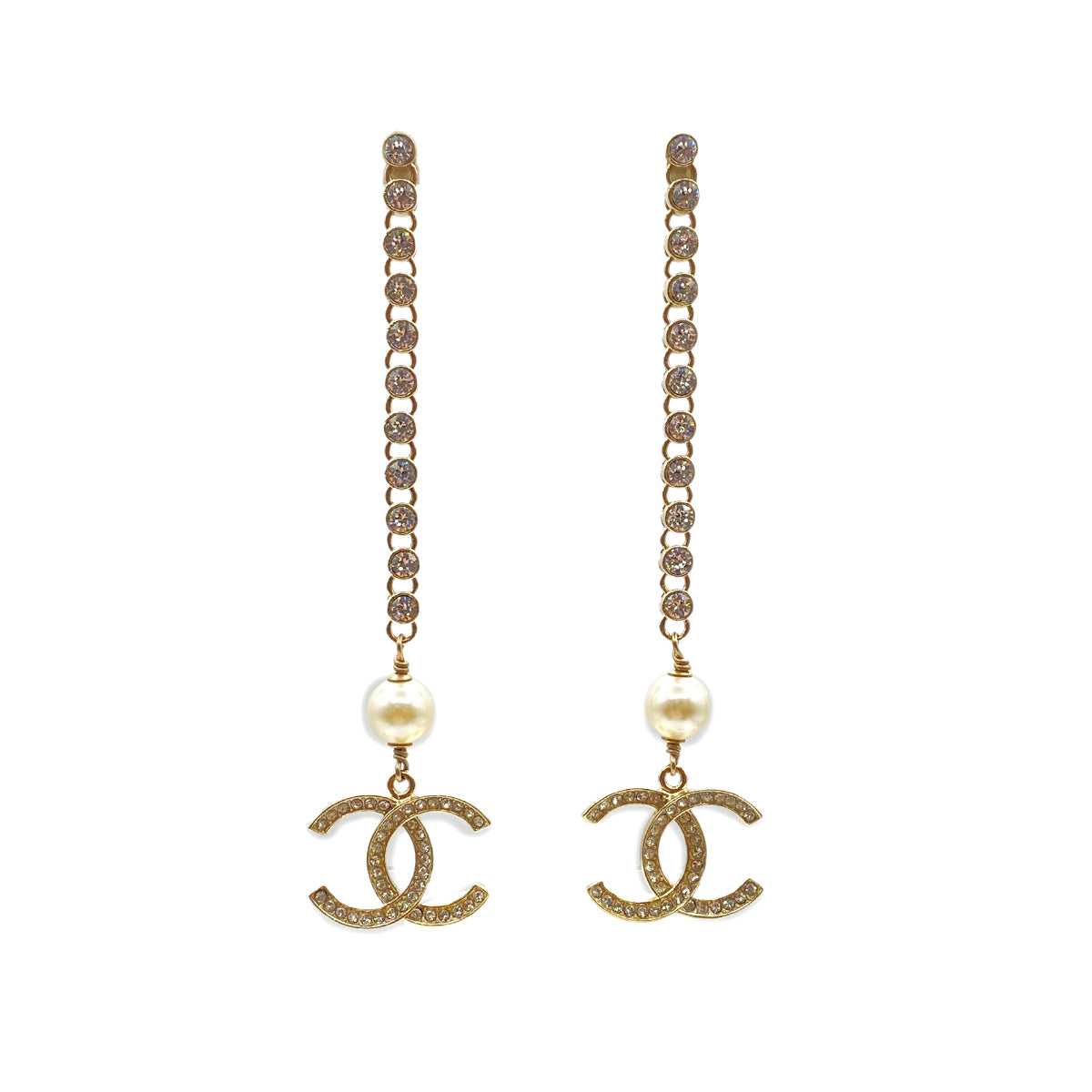 CHANEL EARRINGS COCOMARK RHINESTONE FAKEPEARL SWING ACCESSORY B21B 90271290