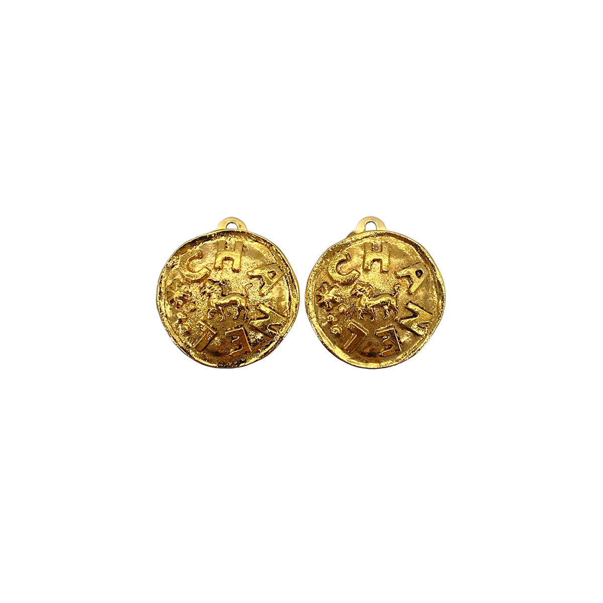 CHANEL VINTAGE EARRINGS LOGO ROUND GOLD ACCESSORY 23 90272351 - PURPOSE