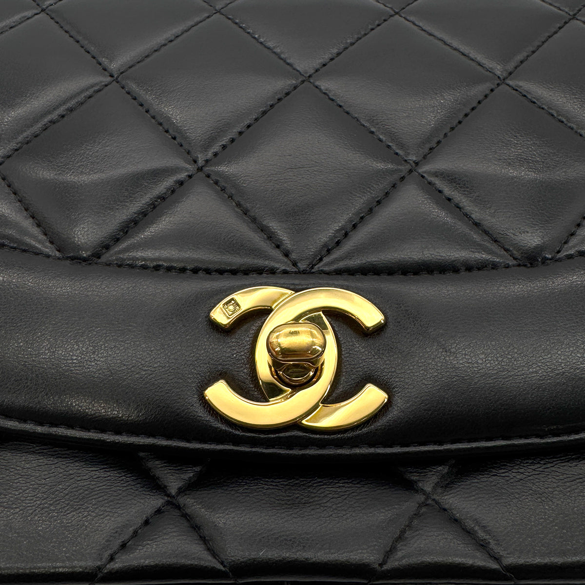 CHANEL VINTAGE DIANA MEDIUM CHAIN SHOULDER BAG BLACK LAMB SKIN 90272514 - PURPOSE
