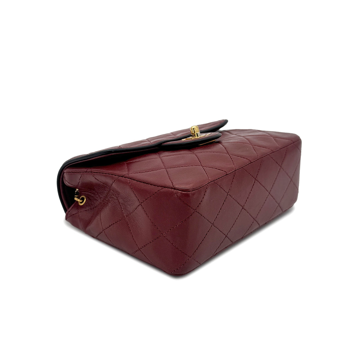 CHANEL VINTAGE MINI SQUARE 17 CHAIN SHOULDER BAG RED LAMB SKIN 90272550