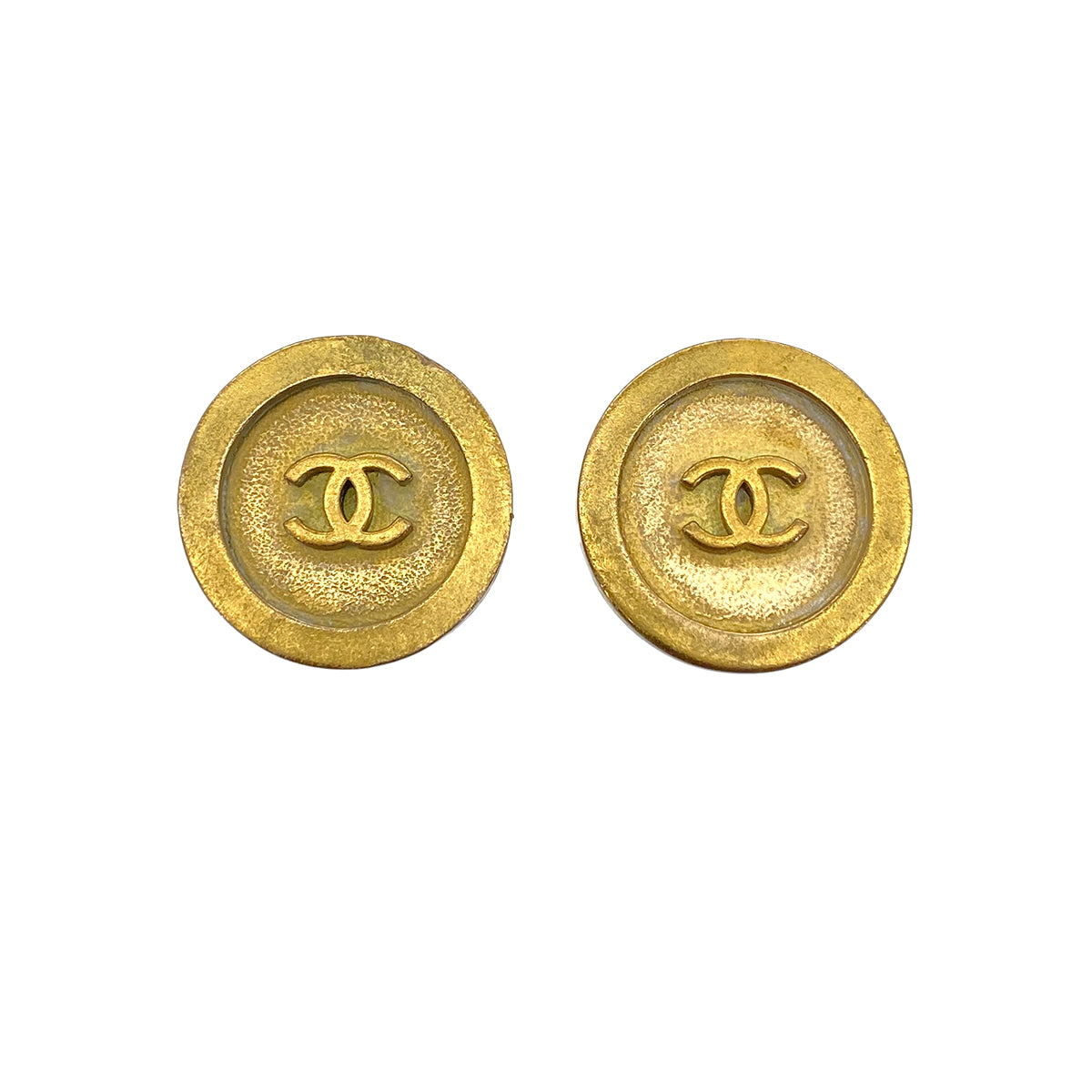 CHANEL VINTAGE EARRINGS COCOMARK ROUND GOLD ACCESSORY 94P 90272586