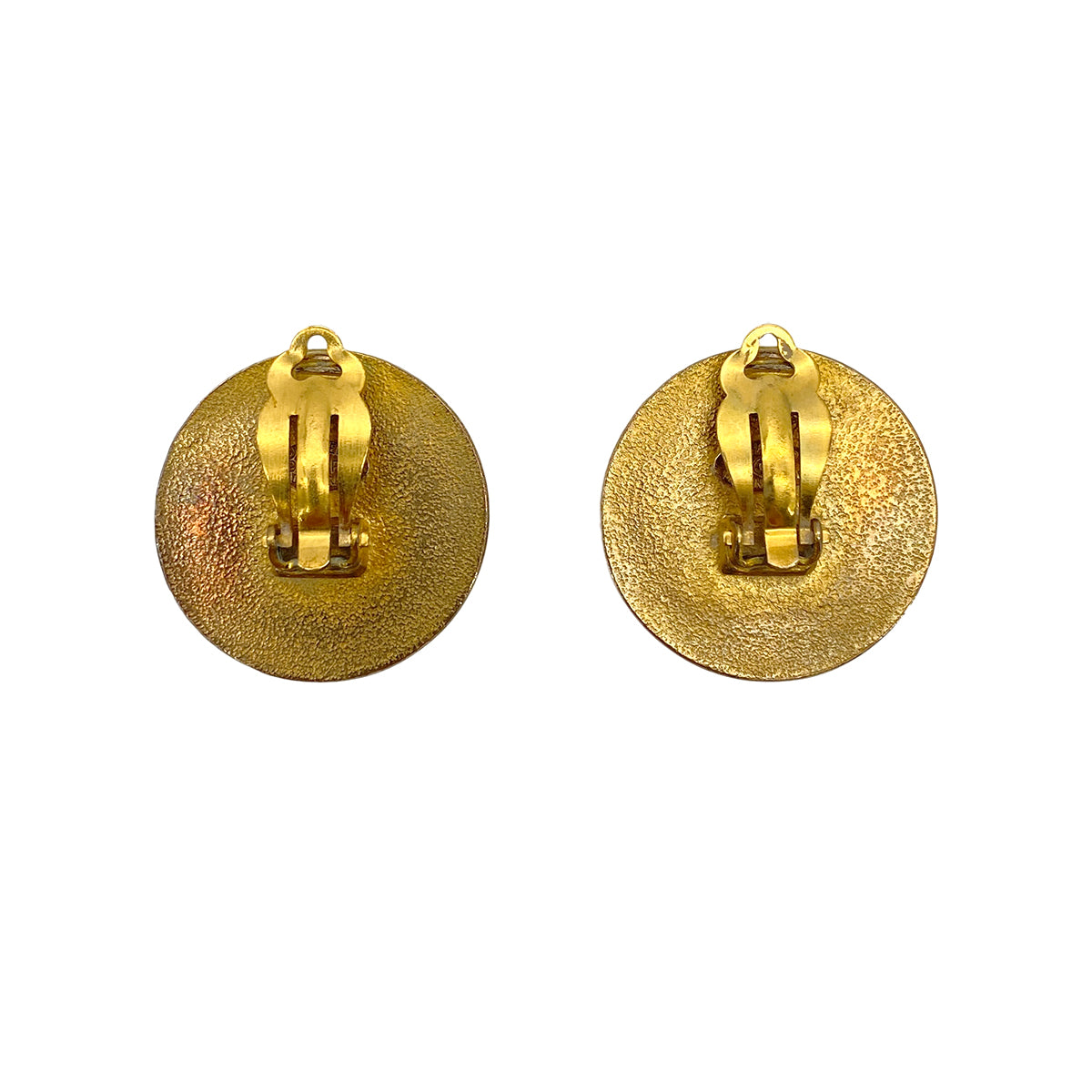 CHANEL VINTAGE EARRINGS COCOMARK ROUND GOLD ACCESSORY 94P 90272586