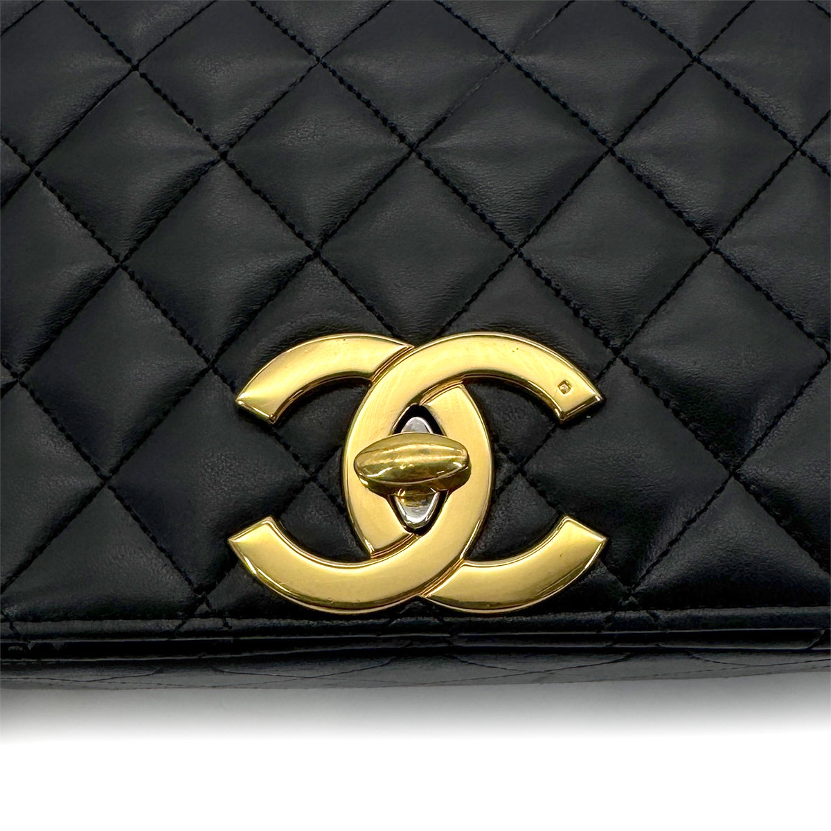 CHANEL VINTAGE MATELASSE BIG COCO CHAIN SHOULDER BAG BLACK LAMB SKIN 90272800