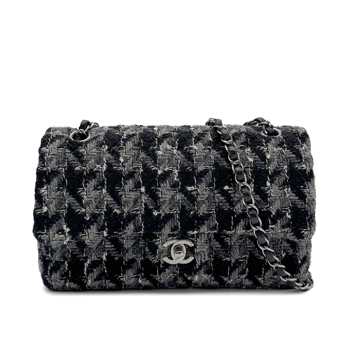 CHANEL MATELASSE CHAIN SHOULDER BAG BLACK TWEED 90272809