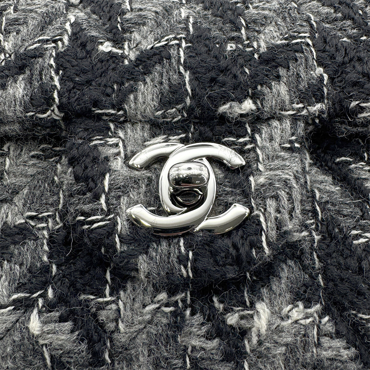 CHANEL MATELASSE CHAIN SHOULDER BAG BLACK TWEED 90272809