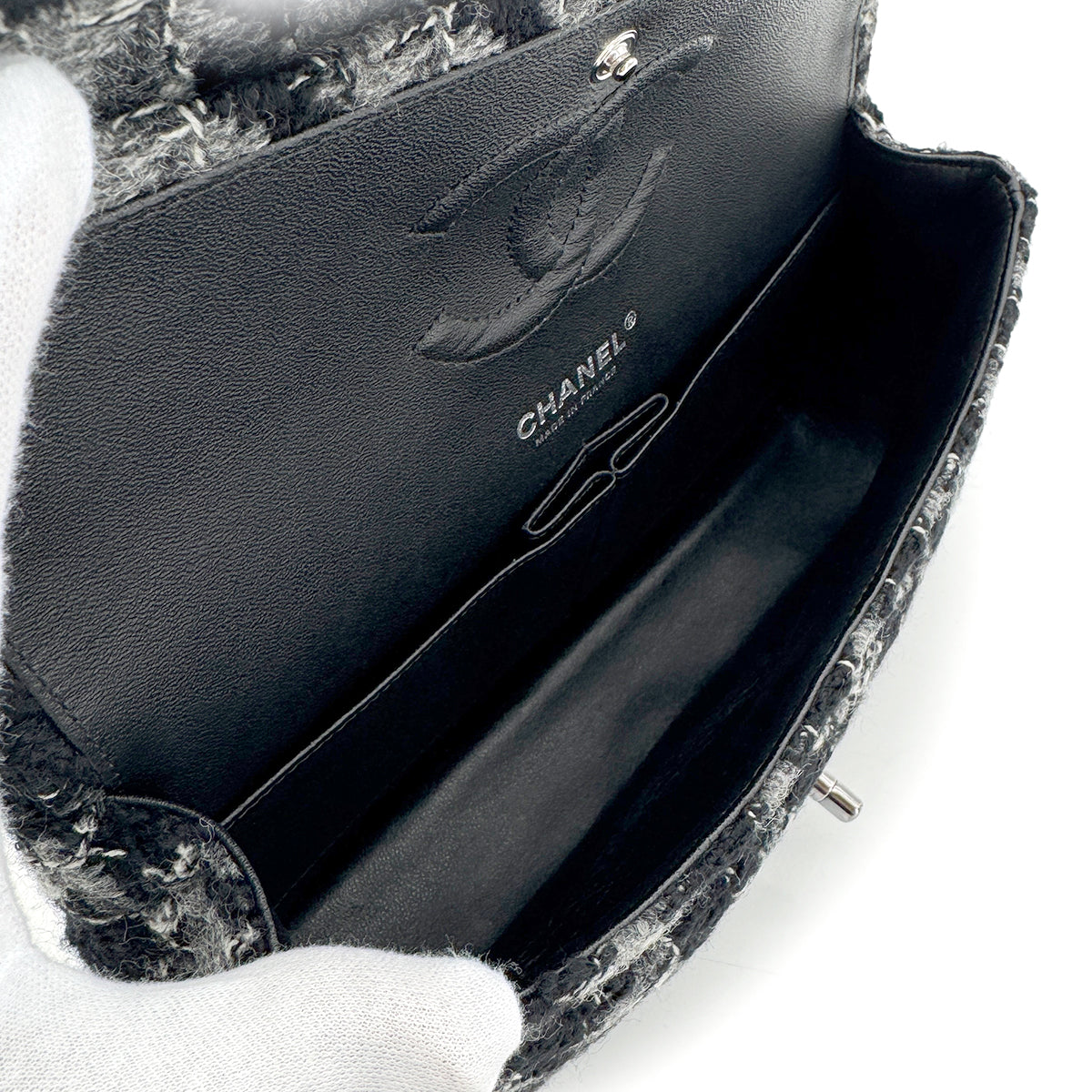 CHANEL MATELASSE CHAIN SHOULDER BAG BLACK TWEED 90272809