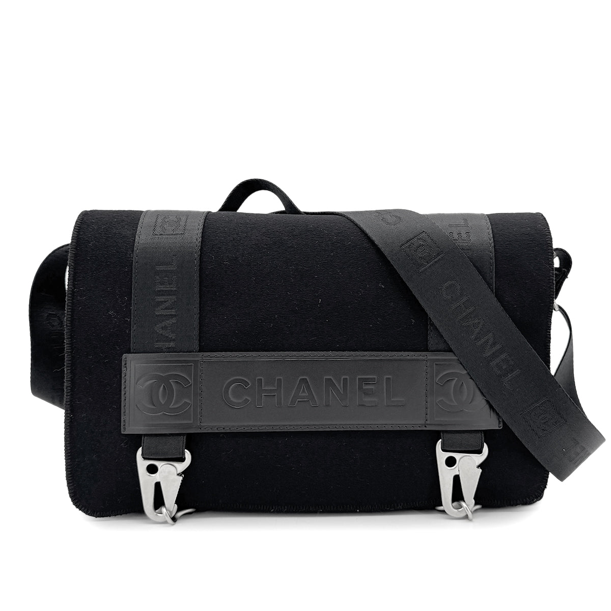 CHANEL SPORTS LINE SHOULDER BAG BLACK CANVAS 90272820