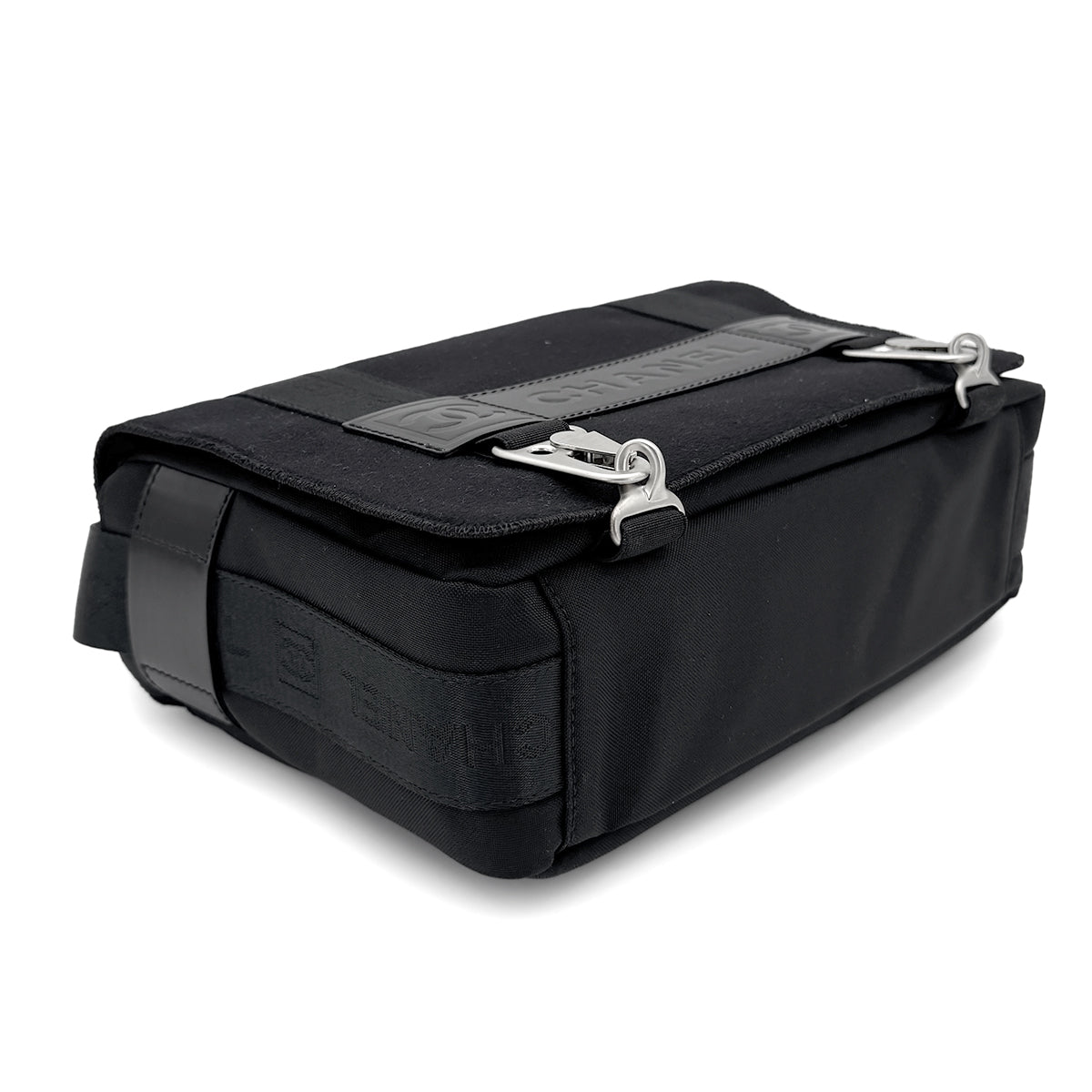 CHANEL SPORTS LINE SHOULDER BAG BLACK CANVAS 90272820