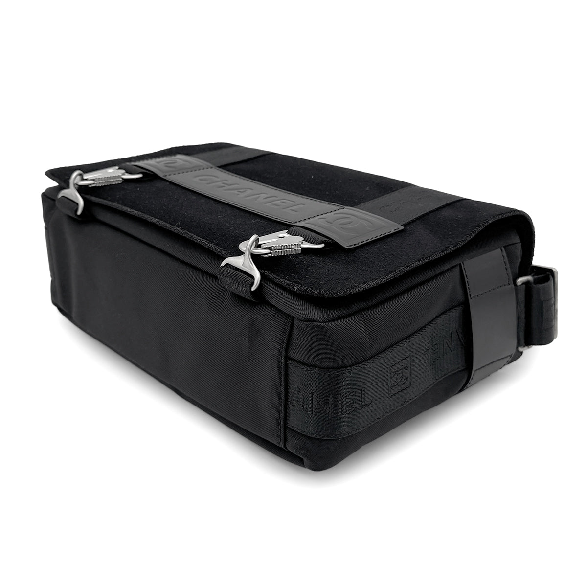 CHANEL SPORTS LINE SHOULDER BAG BLACK CANVAS 90272820