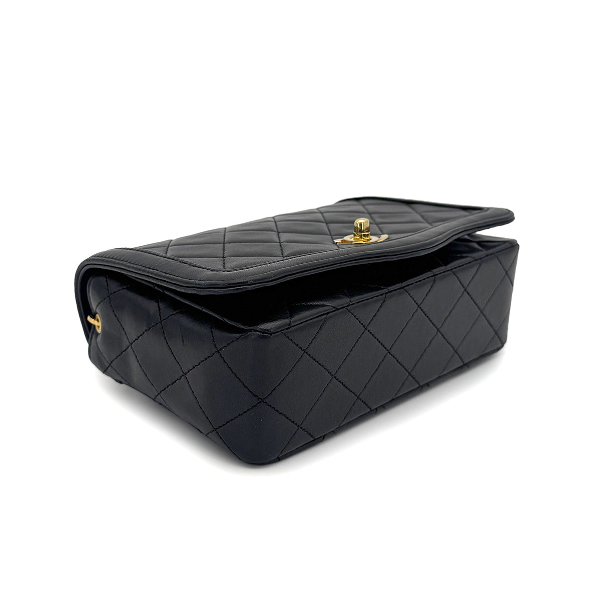 CHANEL VINTAGE MATELASSE BIJOU CHAIN SHOULDER BAG BLACK LAMB SKIN 90272876