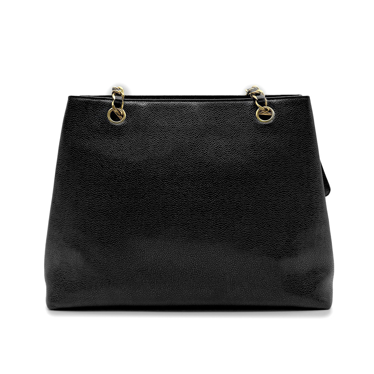 CHANEL VINTAGE CHAIN TOTE BAG BLACK CAVIAR SKIN 90272965