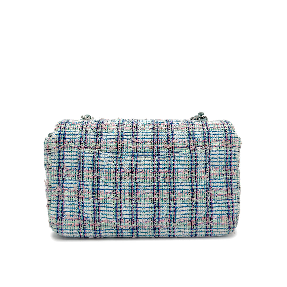 CHANEL MINI MATELASSE CHAIN SHOULDER BAG BLUE TWEED 90273071 - PURPOSE