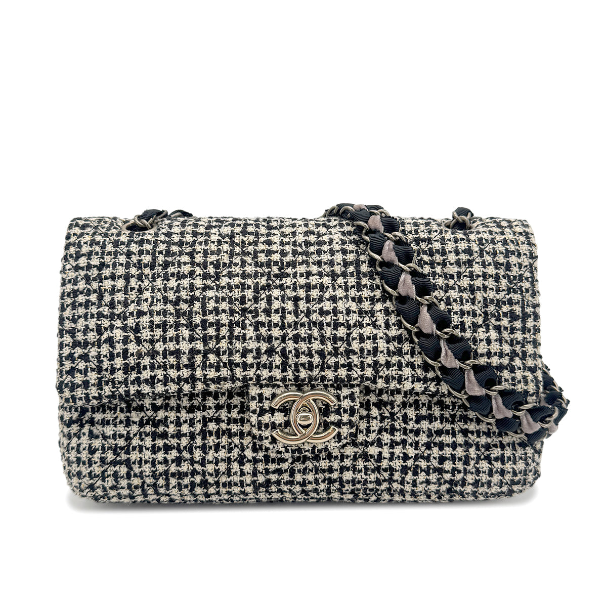 CHANEL MATELASSE CHAIN SHOULDER BAG BLACK TWEED 90273077