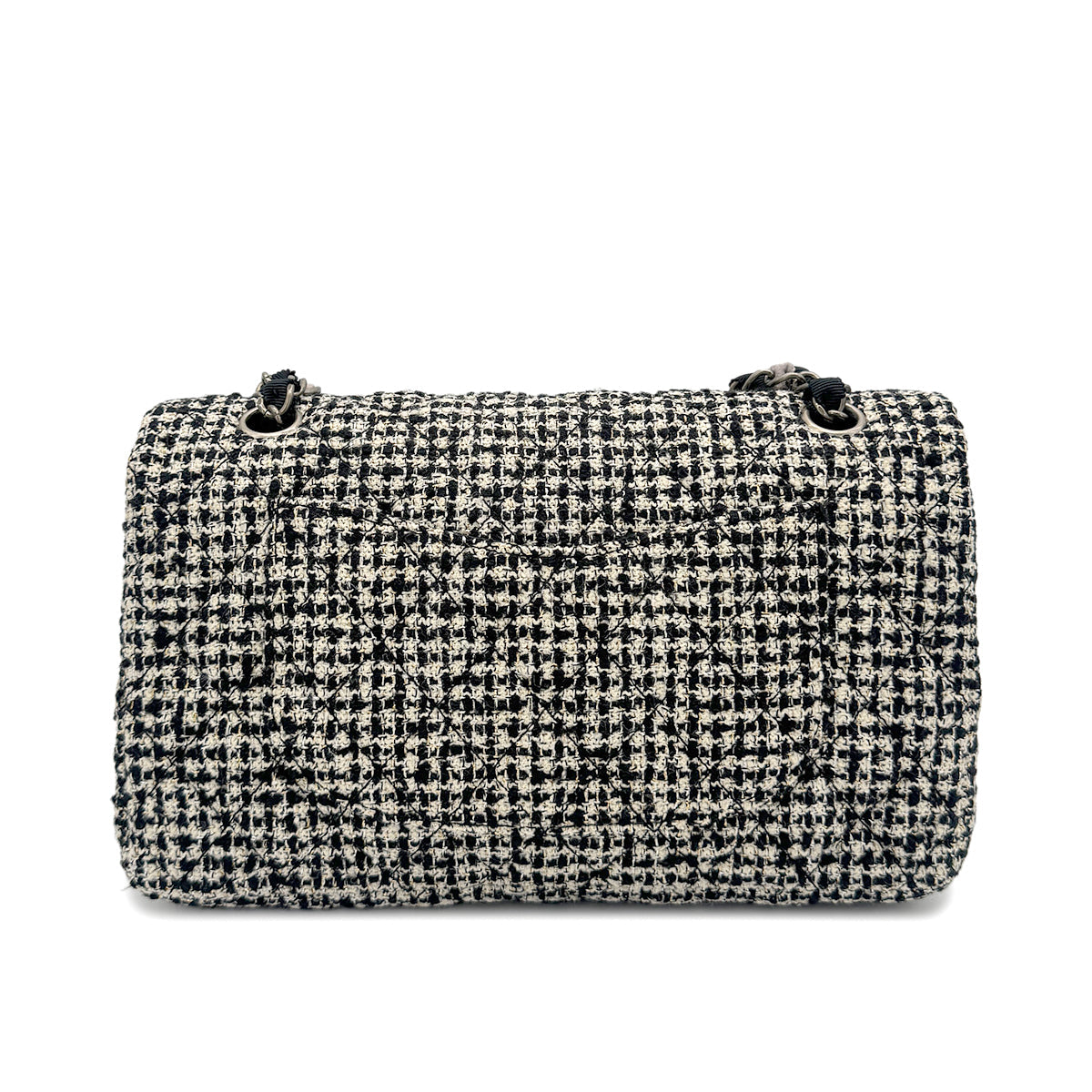 CHANEL MATELASSE CHAIN SHOULDER BAG BLACK TWEED 90273077