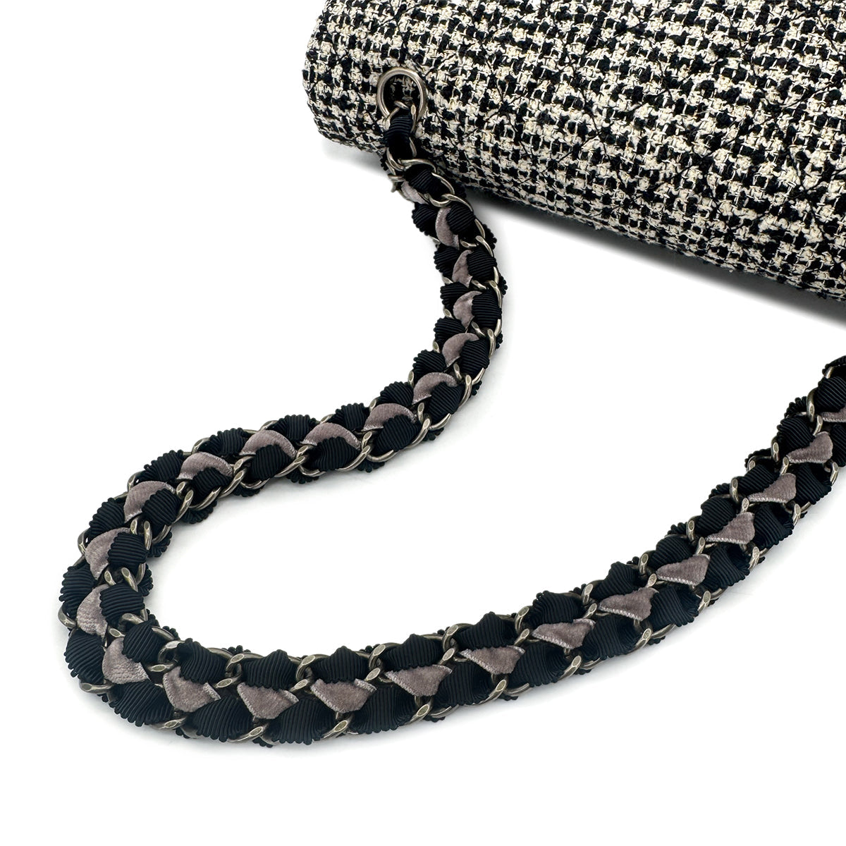 CHANEL MATELASSE CHAIN SHOULDER BAG BLACK TWEED 90273077