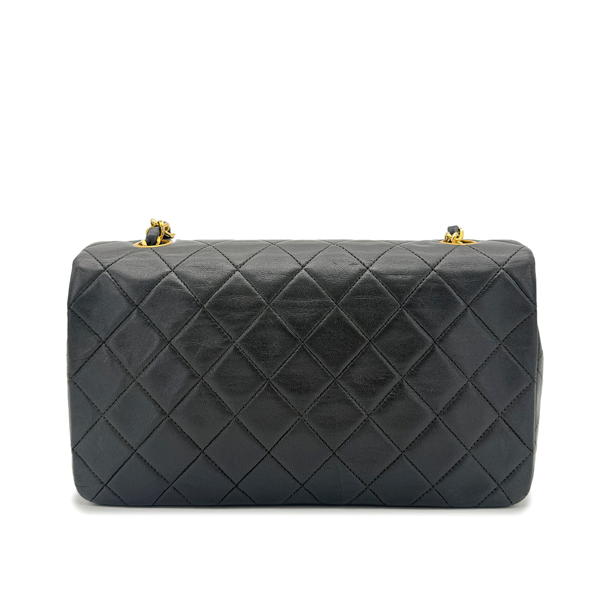 CHANEL VINTAGE FULL FLAP CHAIN SHOULDER BAG KHAKI LAMB SKIN 90273869