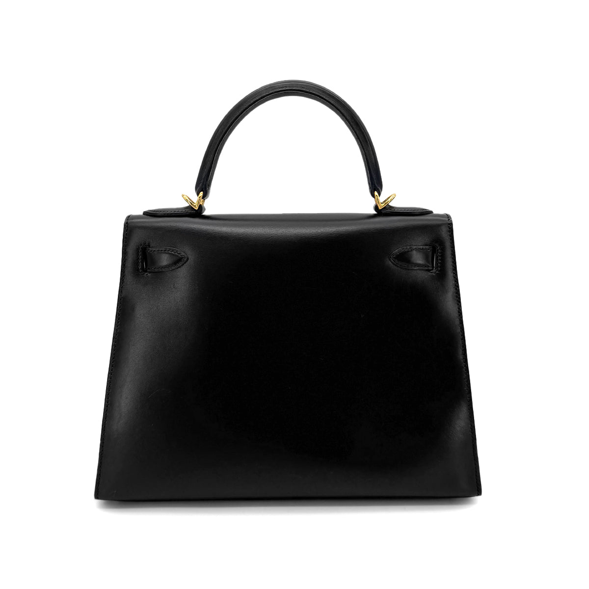 HERMES KELLY 28 SELLIER BLACK BOXCALF HAND SHOULDER BAG □D GHW 90273890