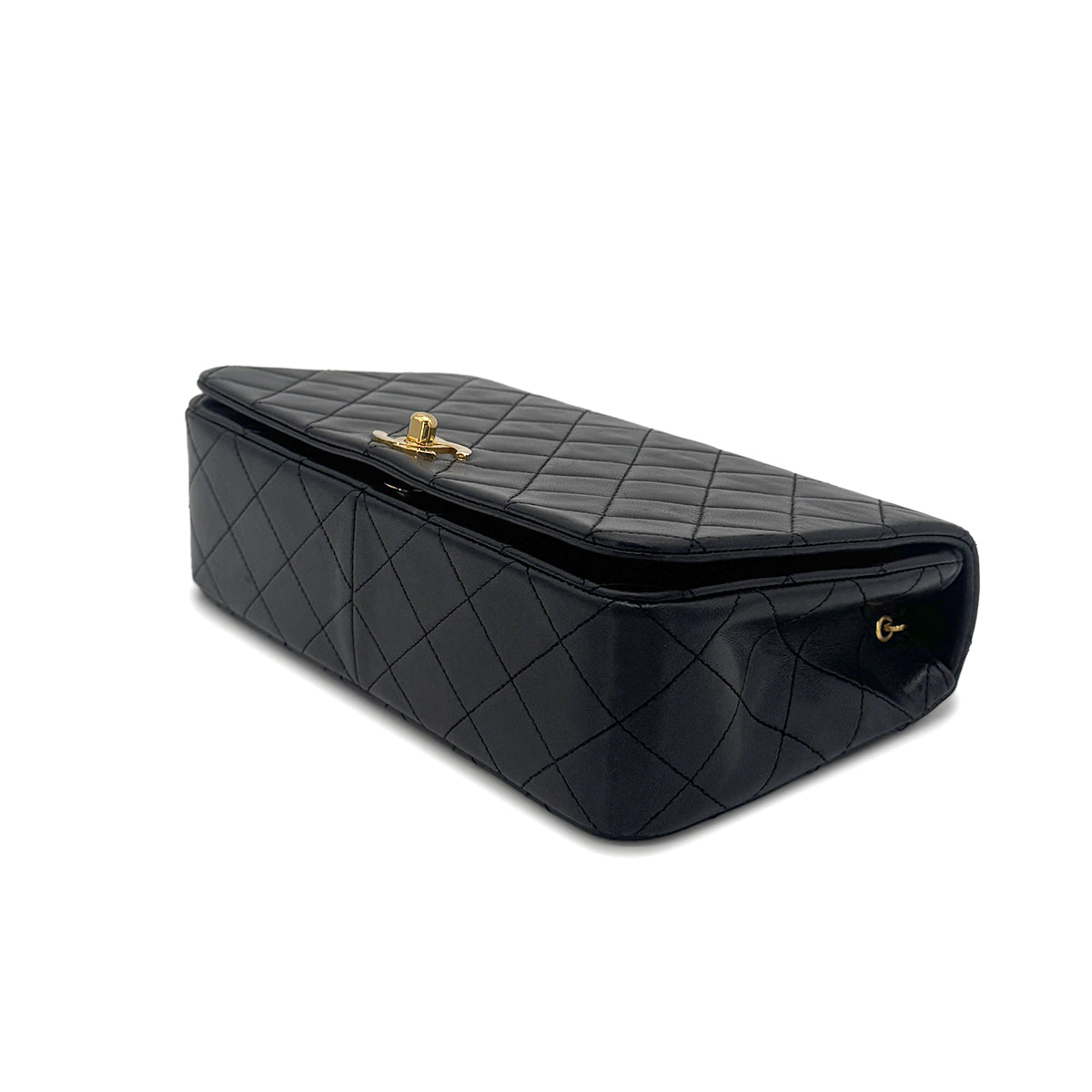 CHANEL VINTAGE FULL FLAP CHAIN SHOULDER BAG BLACK LAMB SKIN 90274042