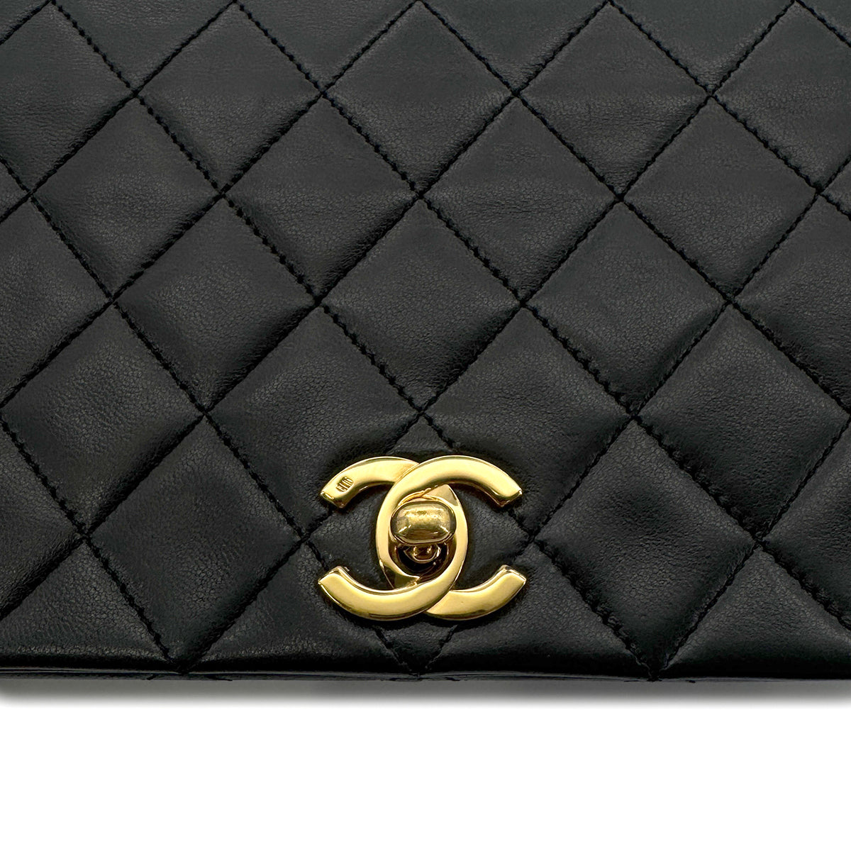 CHANEL VINTAGE FULL FLAP CHAIN SHOULDER BAG BLACK LAMB SKIN 90274042