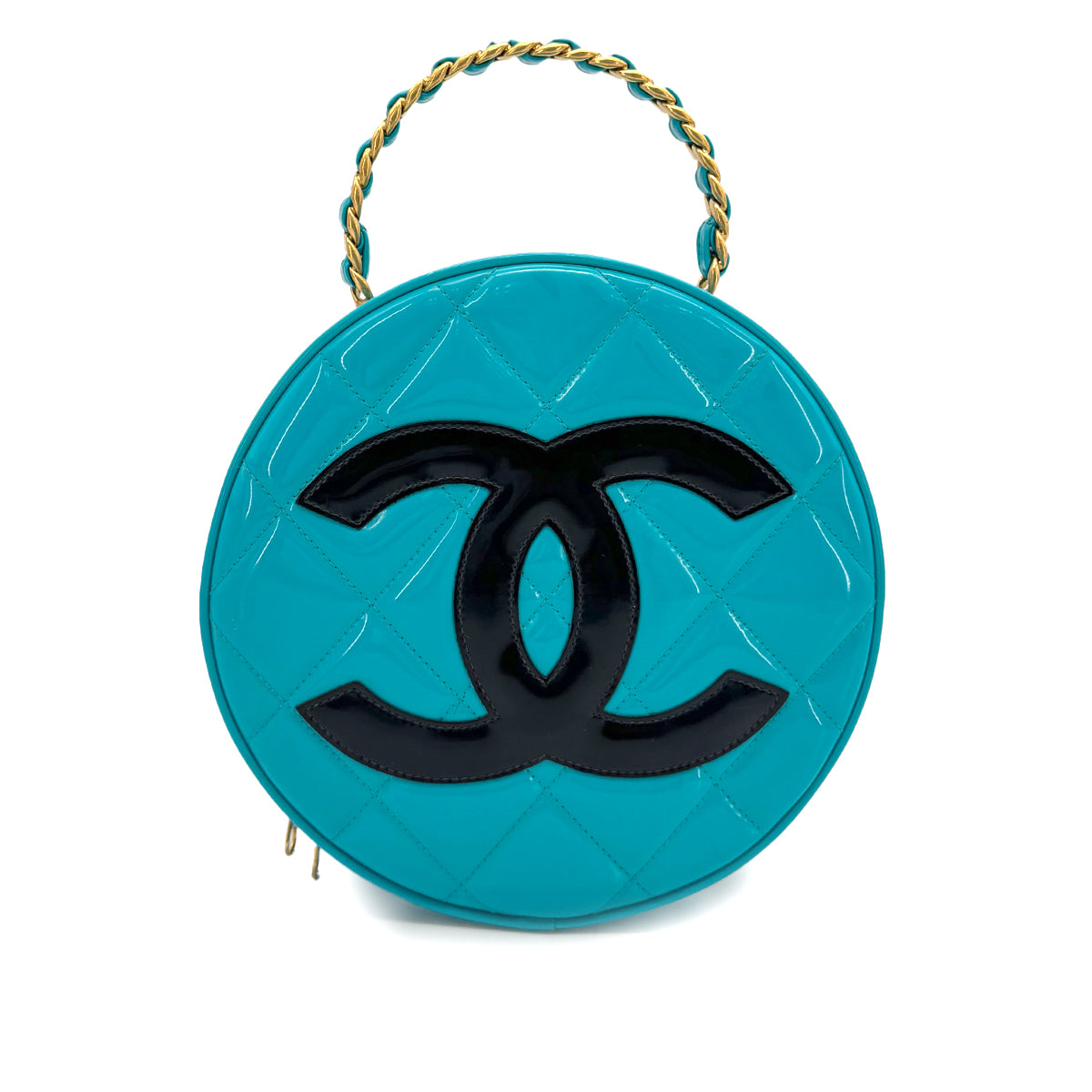 CHANEL VINTAGE ROUND VANITY HAND BAG BLUE ENAMEL 90274190 - PURPOSE
