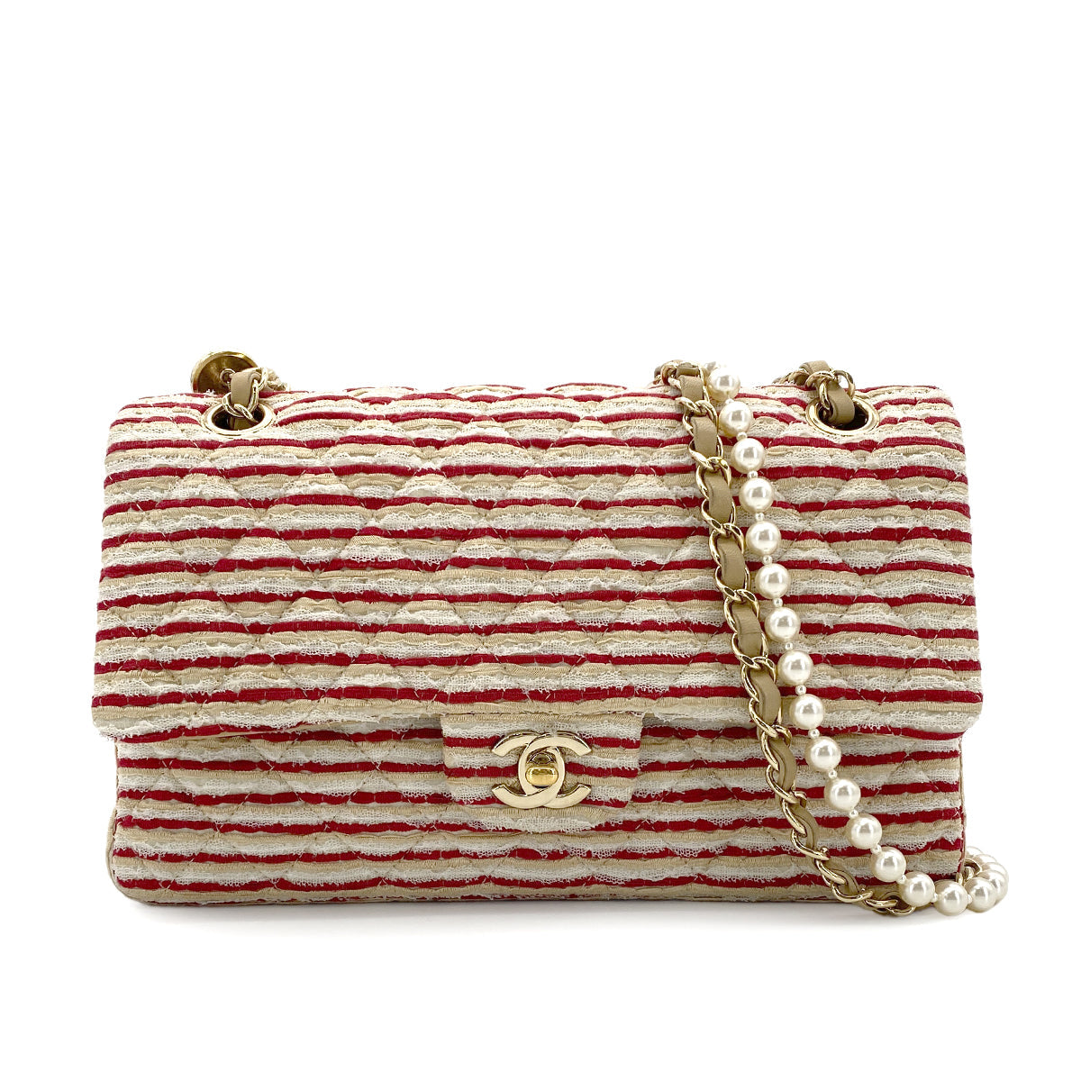 CHANEL FAKEPEARL CHAIN SHOULDER BAG MULTICOLOR CANVAS 90274411