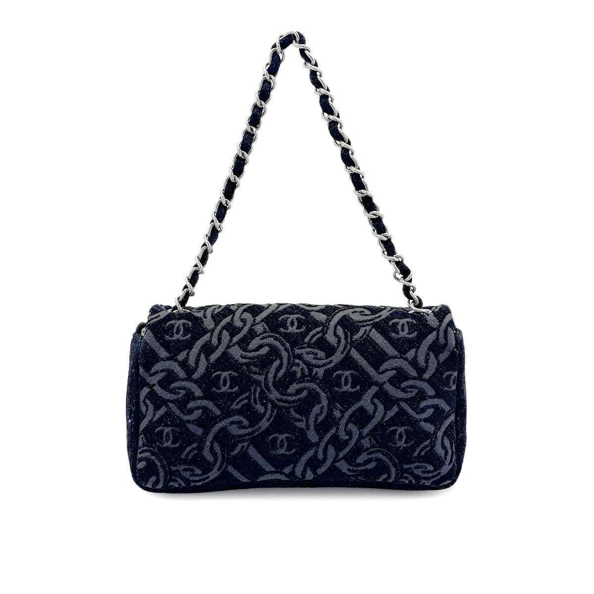 CHANEL COCOMARK CHAIN SHOULDER BAG BLACK JACQUARD 90274455