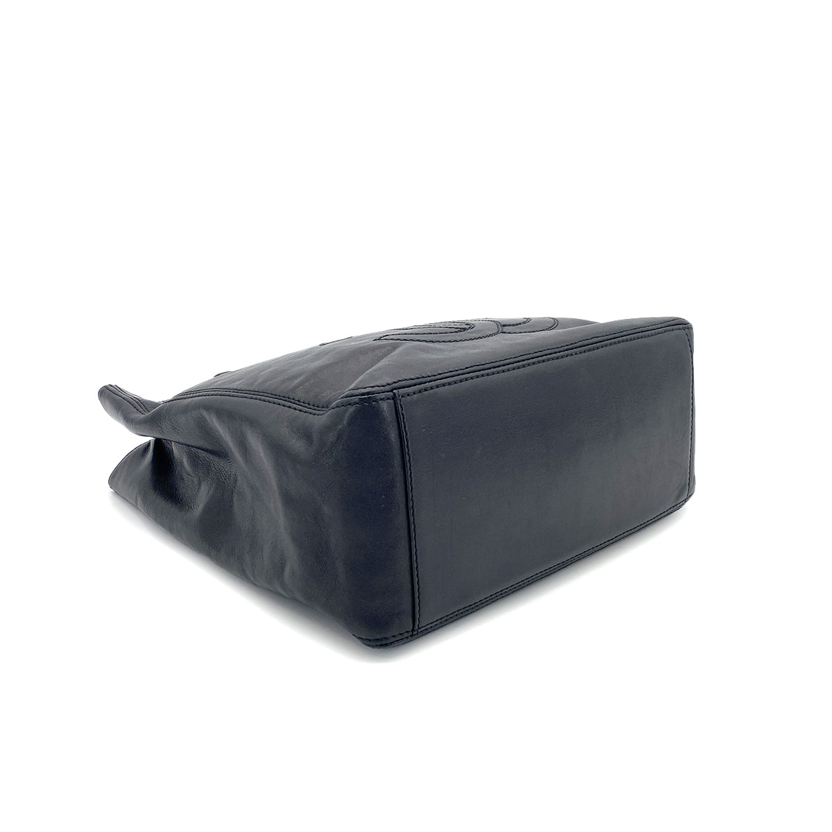 CHANEL VINTAGE COCOMARK PLASTIC CHAIN TOTE BAG BLACK LAMB SKIN 90274466