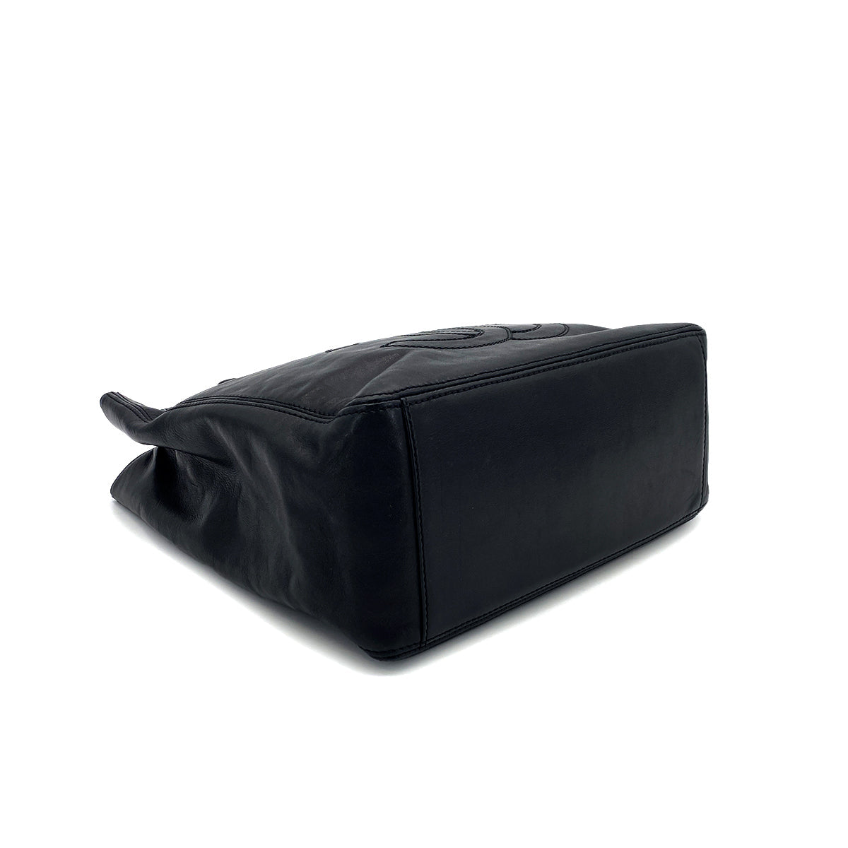 CHANEL VINTAGE COCOMARK PLASTIC CHAIN TOTE BAG BLACK LAMB SKIN 90274466