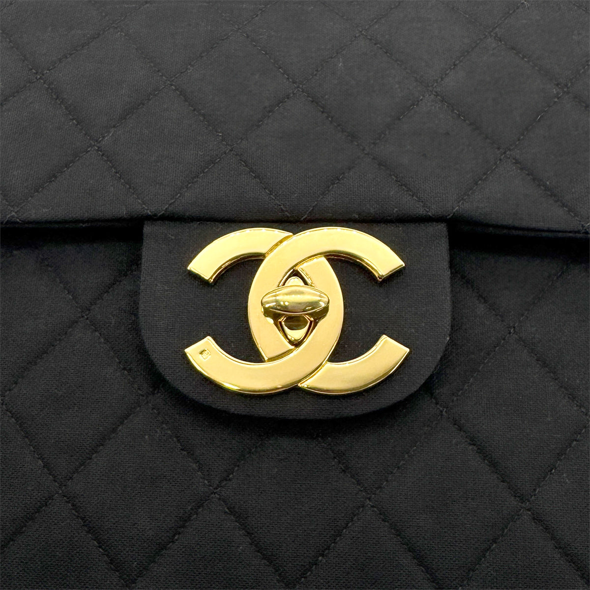 CHANEL VINTAGE MAXI MATELASSE 34 CHAIN SHOULDER BAG BLACK COTTON 90275022