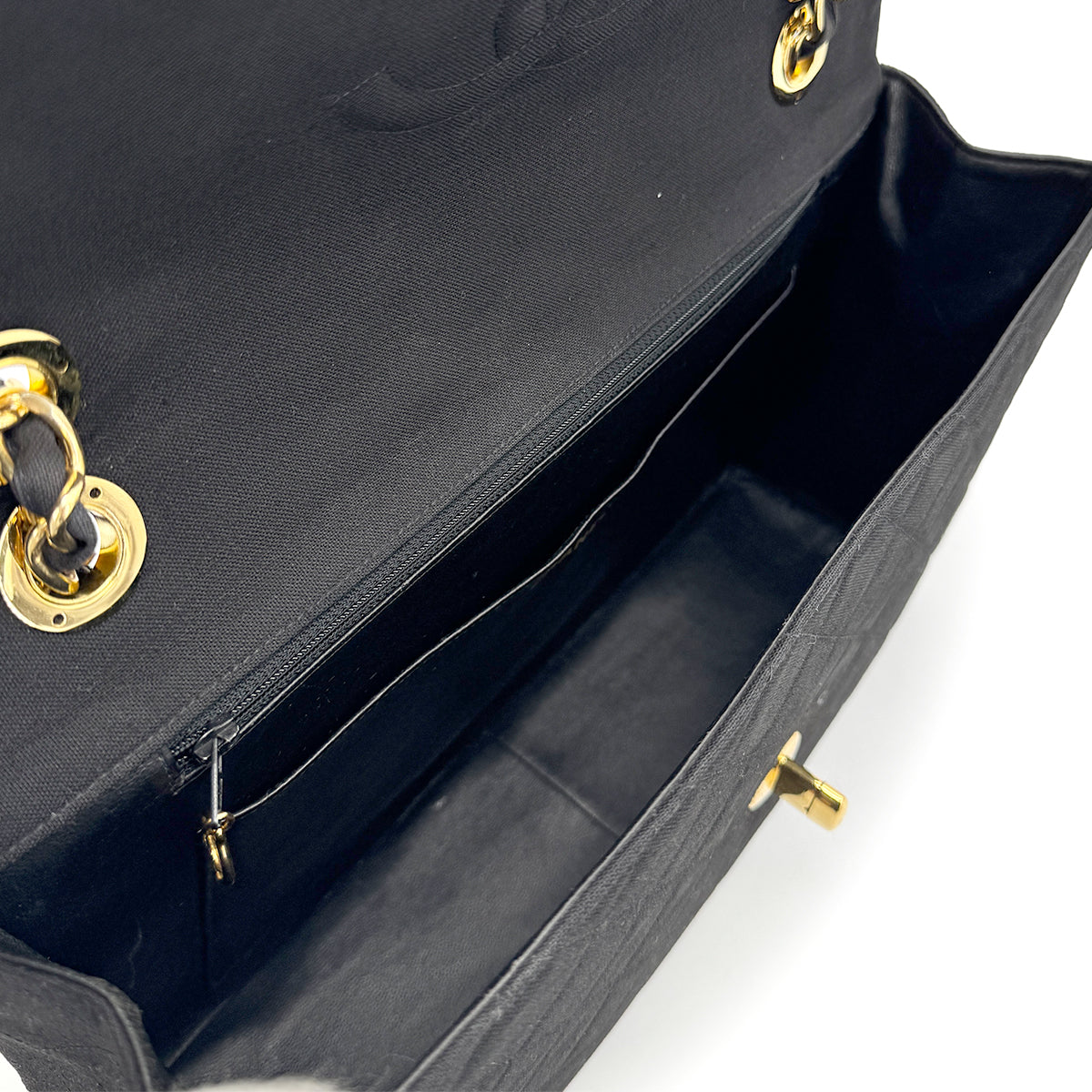 CHANEL VINTAGE MAXI MATELASSE 34 CHAIN SHOULDER BAG BLACK COTTON 90275022