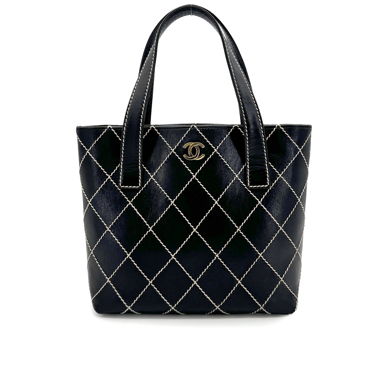 CHANEL VINTAGE WILD STITCH HAND BAG BLACK LEATHER 90275035 - PURPOSE
