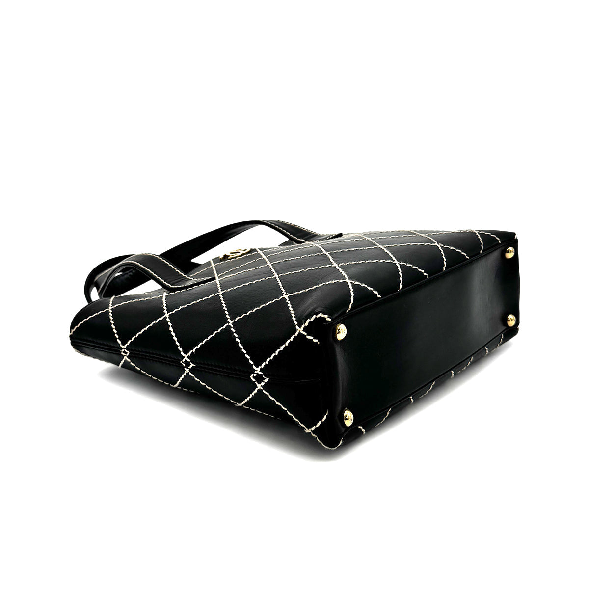 CHANEL VINTAGE WILD STITCH HAND BAG BLACK LEATHER 90275035 - PURPOSE