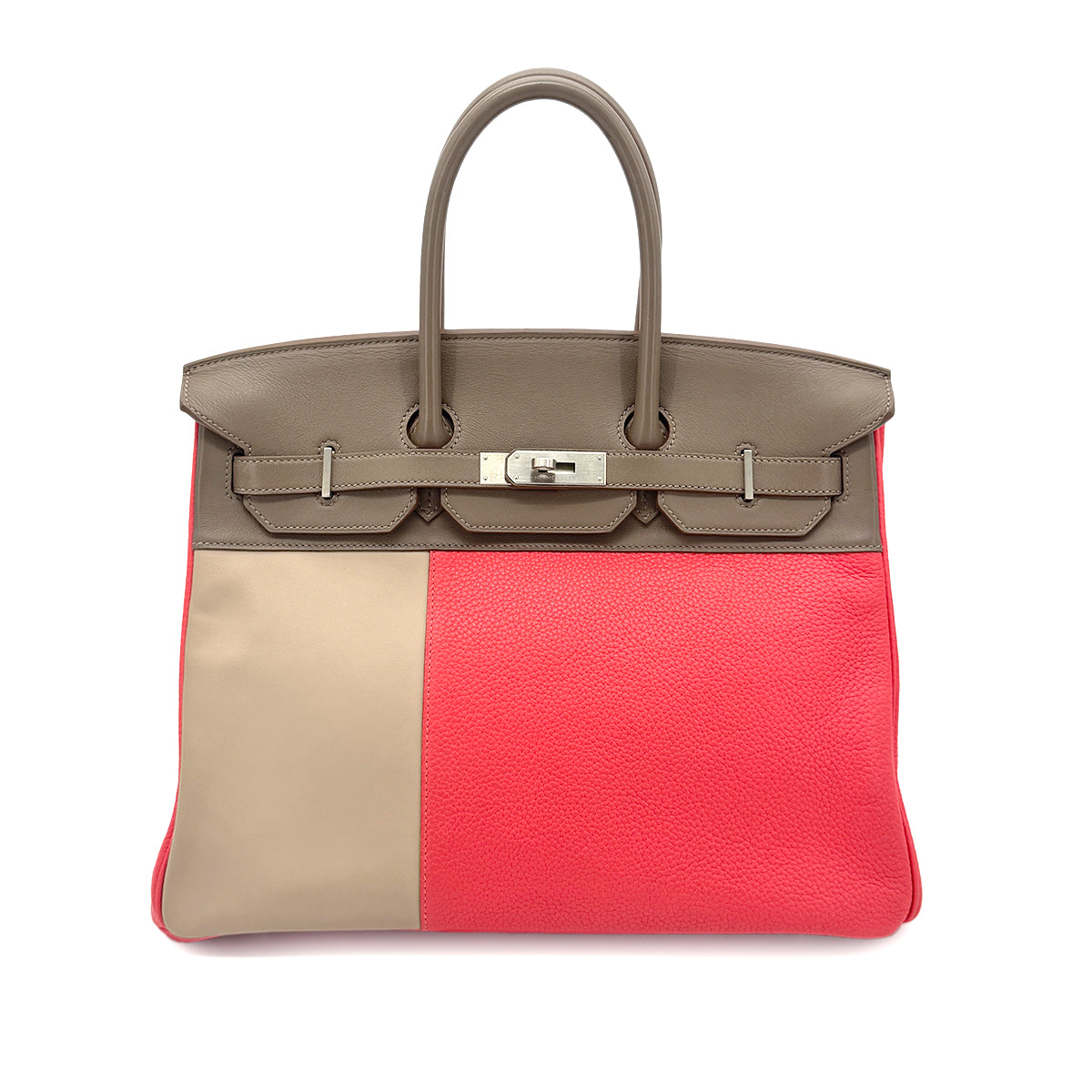 HERMES BIRKIN CASAQUE 35 ROSE JAIPUR ARGILE ETOUPE TAURILLON CLEMENCE SWIFT HAND BAG □P SHW 90275152