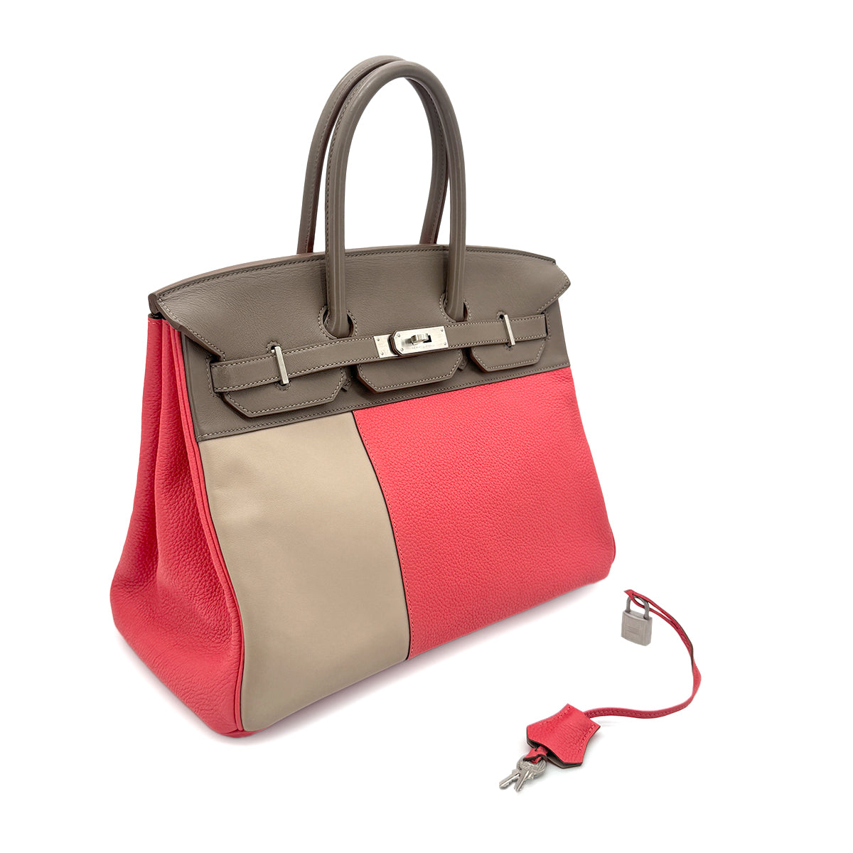 HERMES BIRKIN CASAQUE 35 ROSE JAIPUR ARGILE ETOUPE TAURILLON CLEMENCE SWIFT HAND BAG □P SHW 90275152