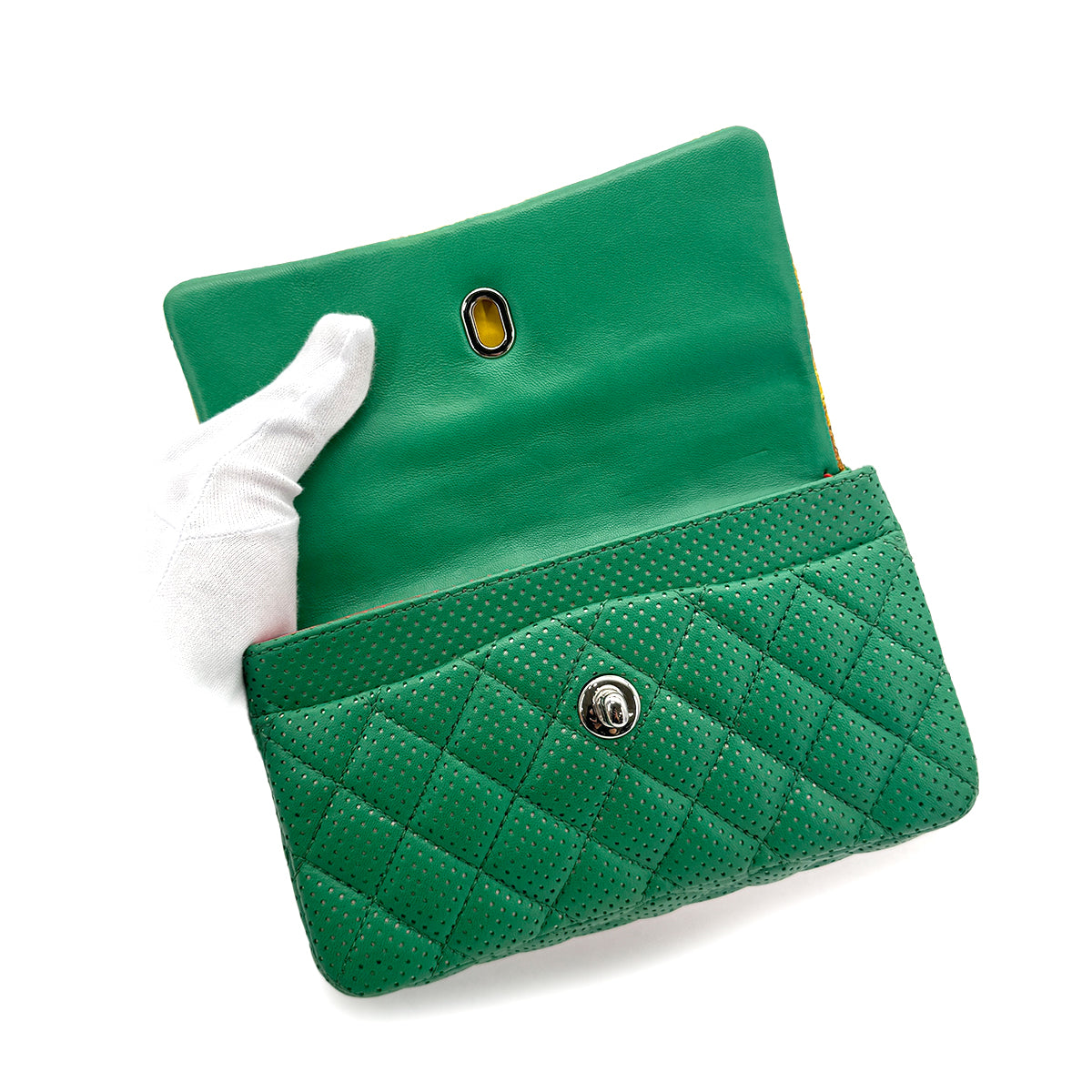 CHANEL MINI MATELASSE CHAIN SHOULDER BAG PUNCHING RASTA COLORS LAMB SKIN 90275622