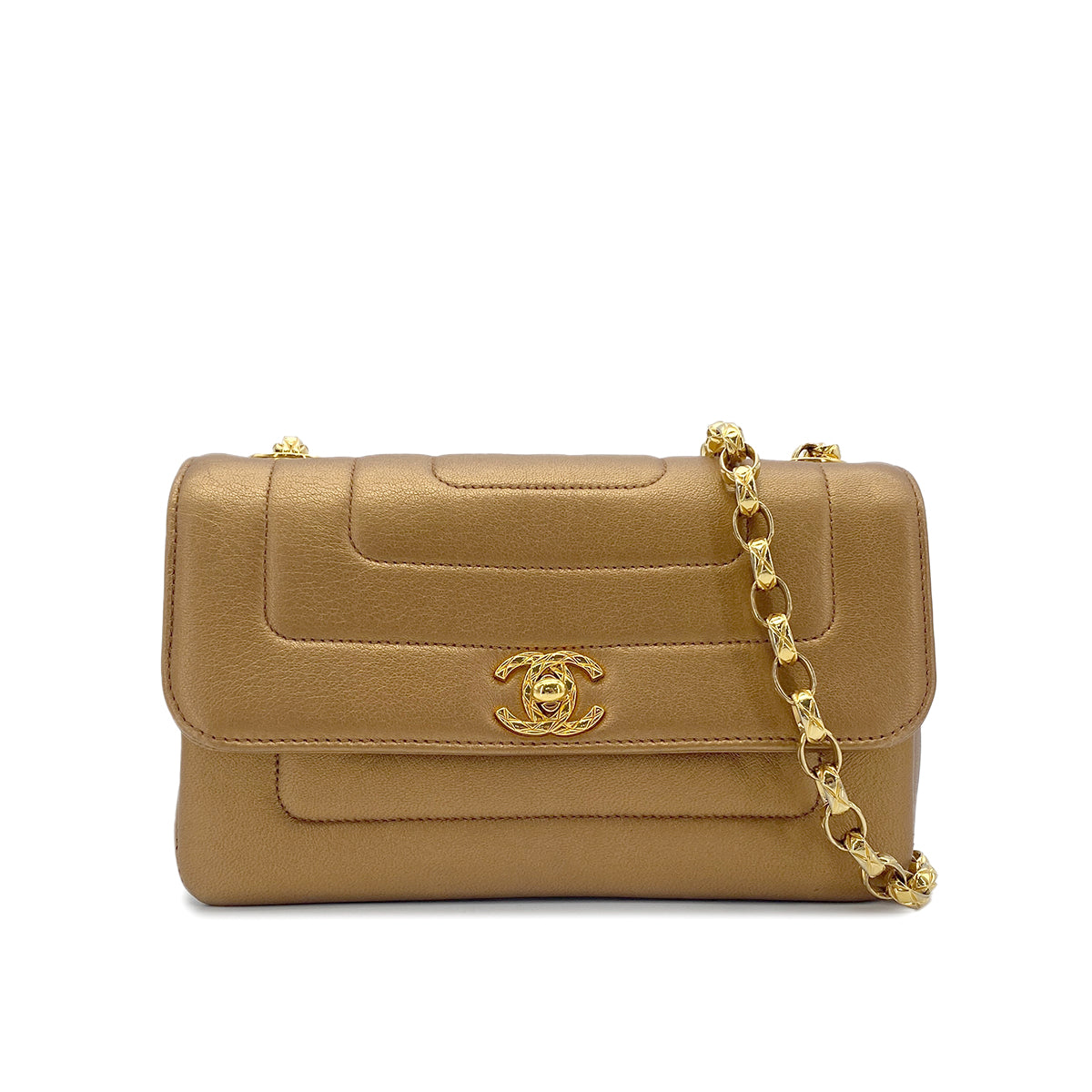 CHANEL VINTAGE BIJOU CHAIN SHOULDER BAG GOLD LAMB SKIN 90275789 - PURPOSE