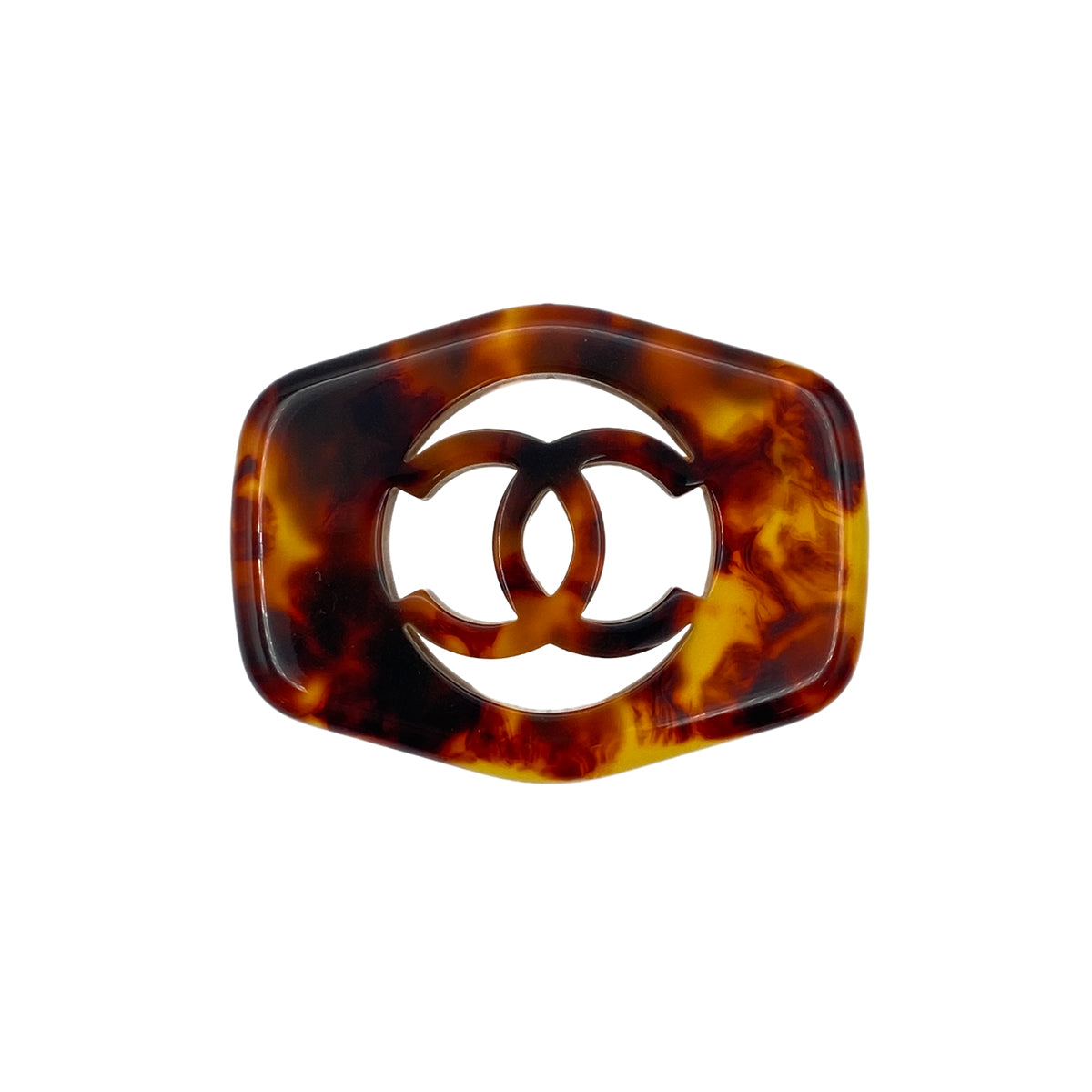 CHANEL VINTAGE COCOMARK BROOCH TORTOISESHELL ACCESSORY 97P 90275822