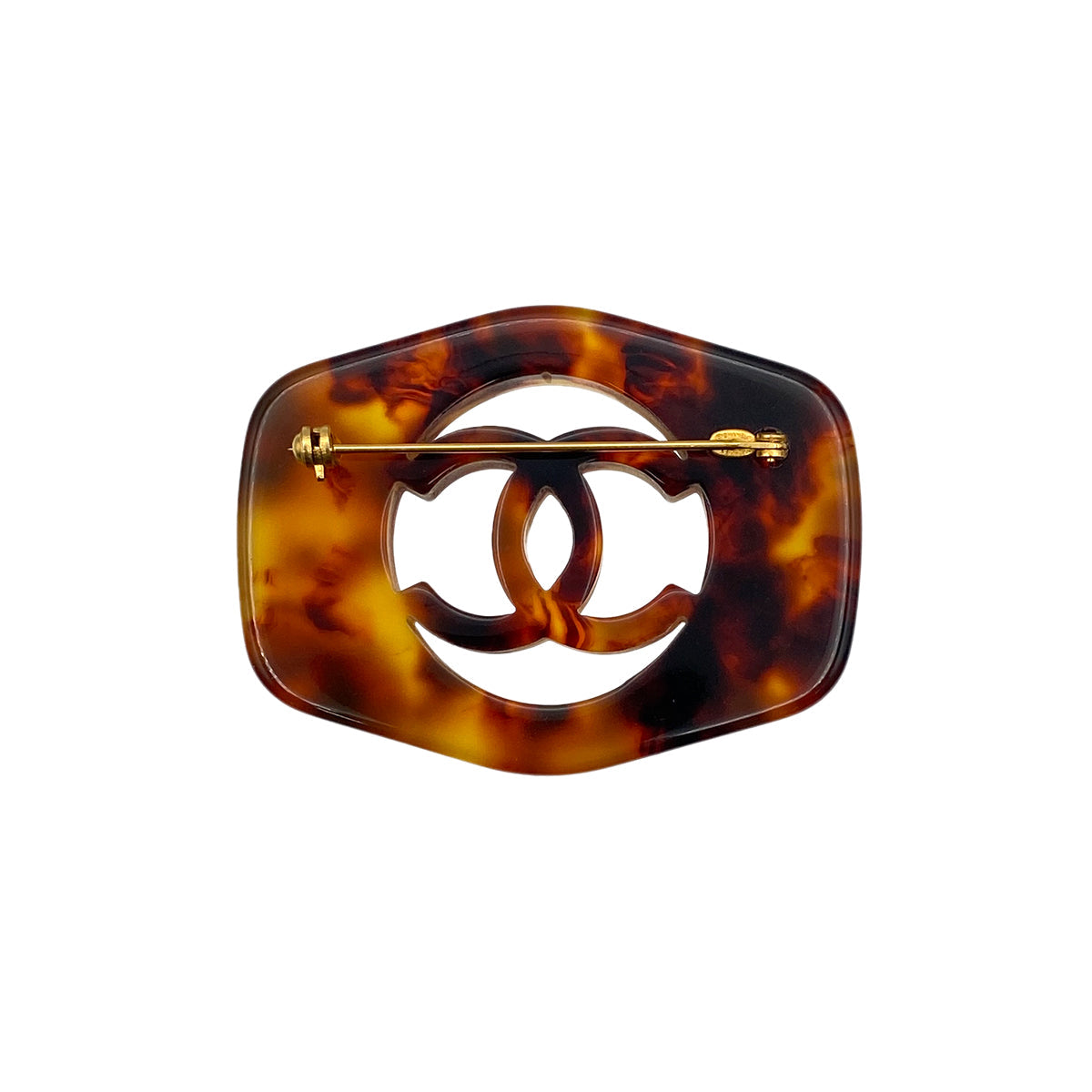 CHANEL VINTAGE COCOMARK BROOCH TORTOISESHELL ACCESSORY 97P 90275822