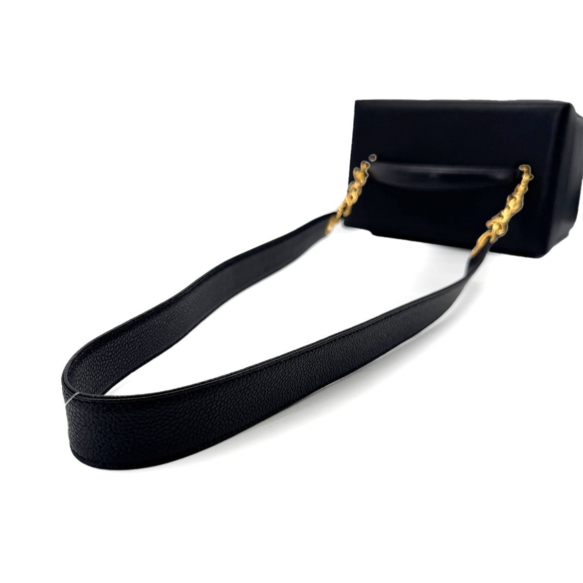 CHANEL VINTAGE TURN LOCK 2WAY VANITY HAND SHOULDER BAG BLACK CAVIAR SKIN 90276344