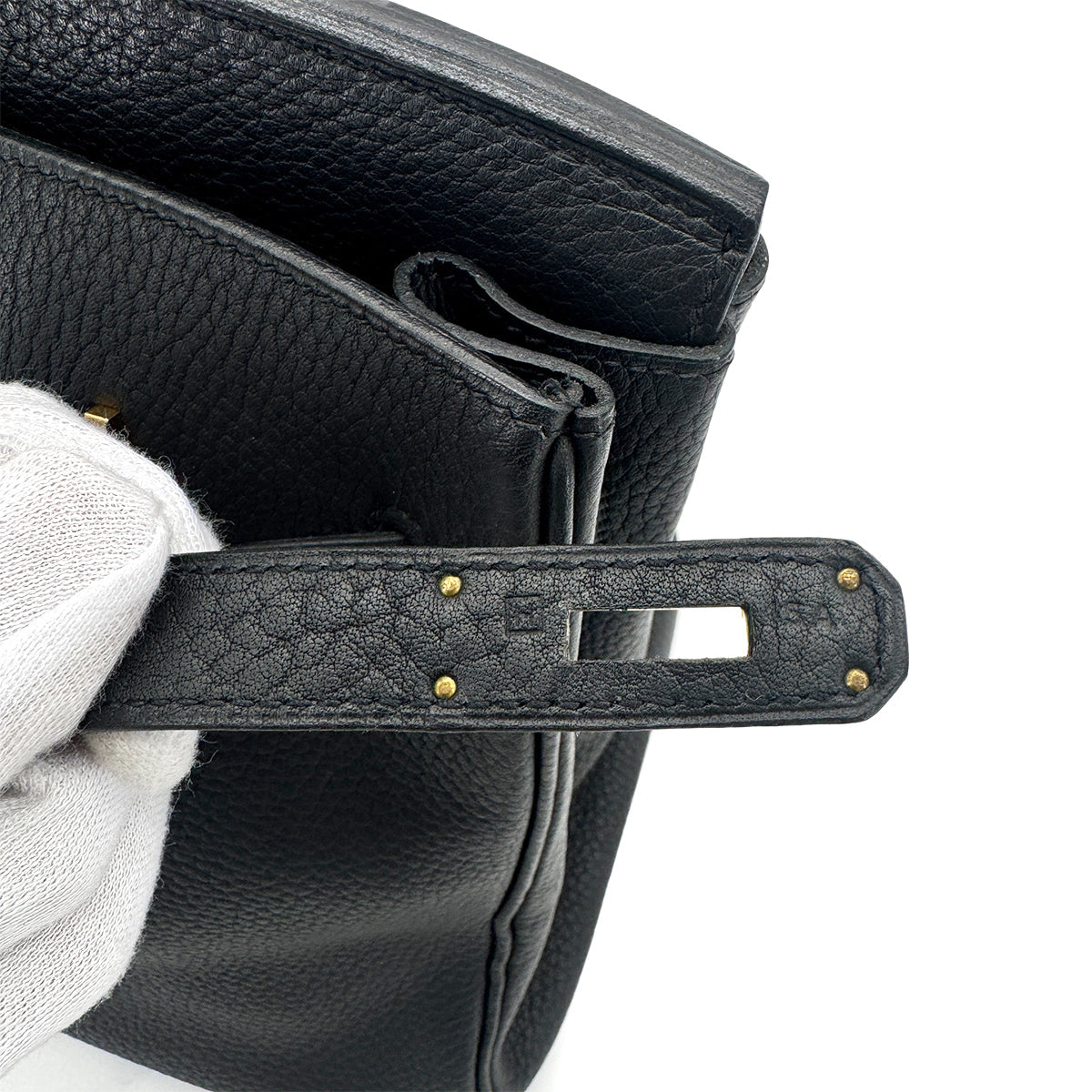 HERMES BIRKIN 35 BLACK FJORD HAND BAG □H GHW 90276384