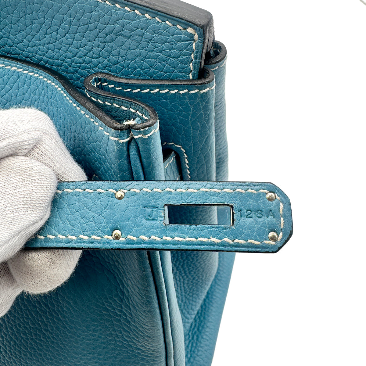 HERMES BIRKIN 35 BLUE JEAN TAURILLON CLEMENCE HAND BAG □J SHW 90276762