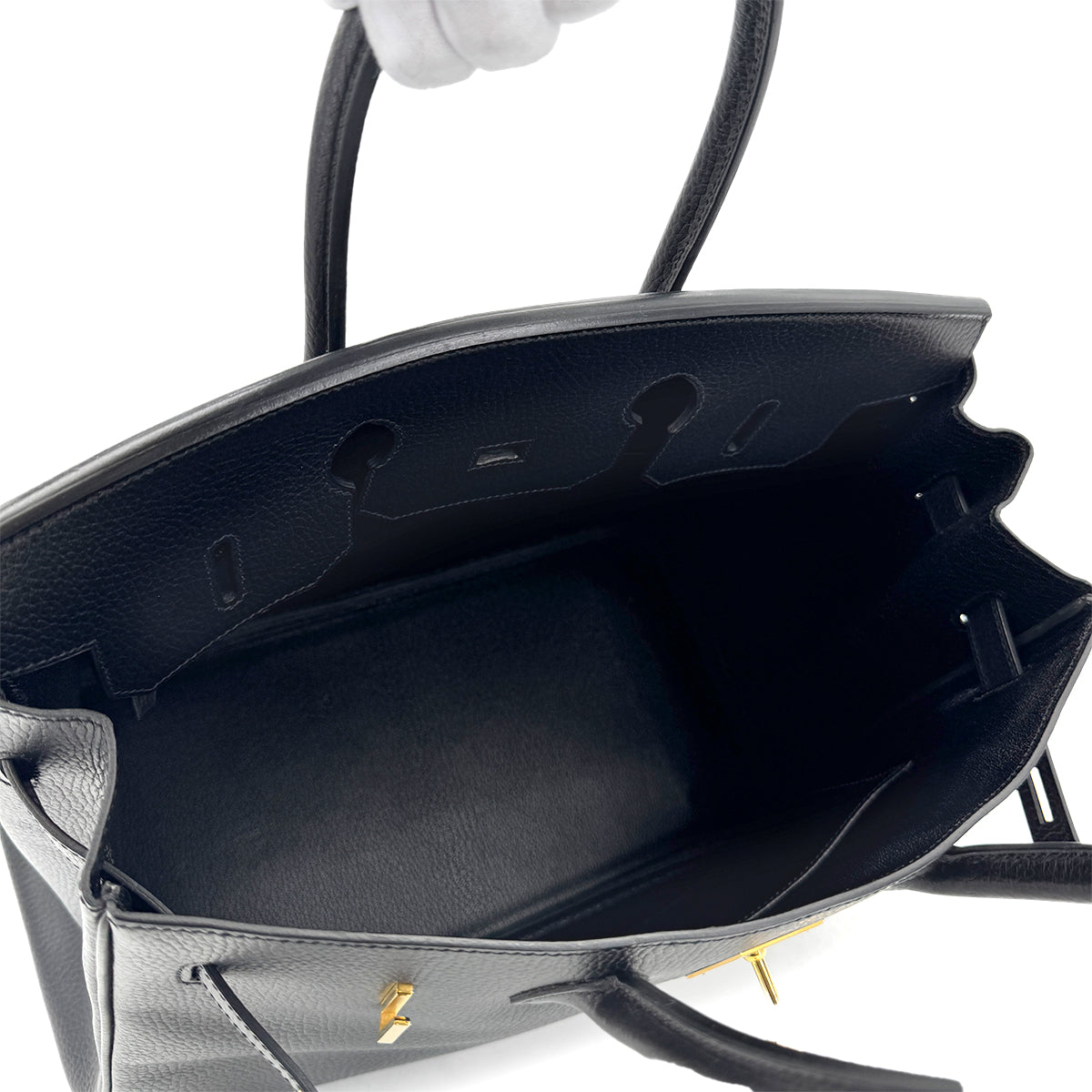 HERMES BIRKIN 35 BLACK ARDENNES HAND BAG □D GHW 90277084