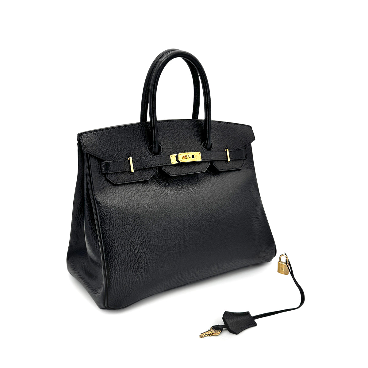 HERMES BIRKIN 35 BLACK ARDENNES HAND BAG □D GHW 90277084