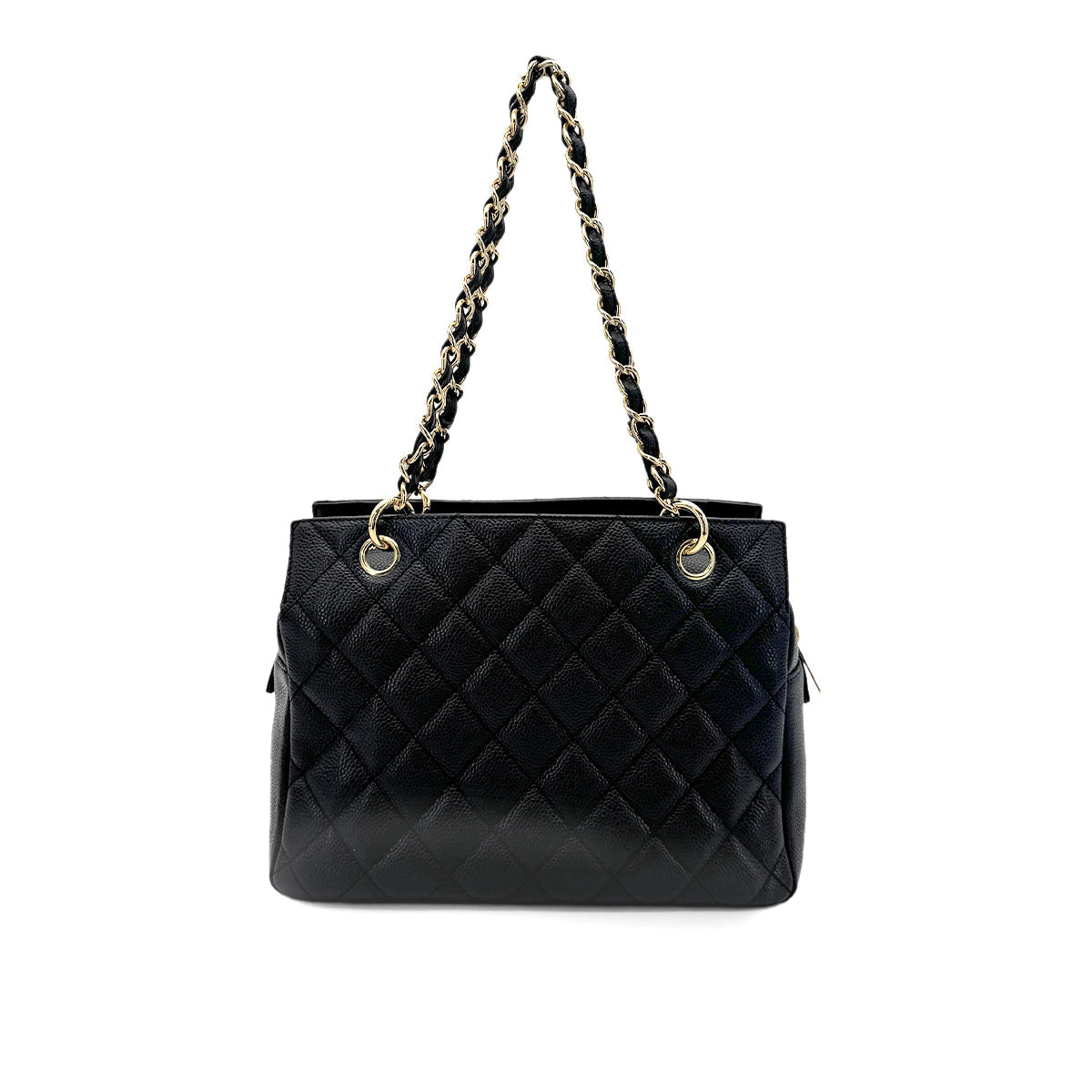 CHANEL VINTAGE MATELASSE COCOMARK CHAIN SHOULDER BAG BLACK CAVIR SKIN 90277333