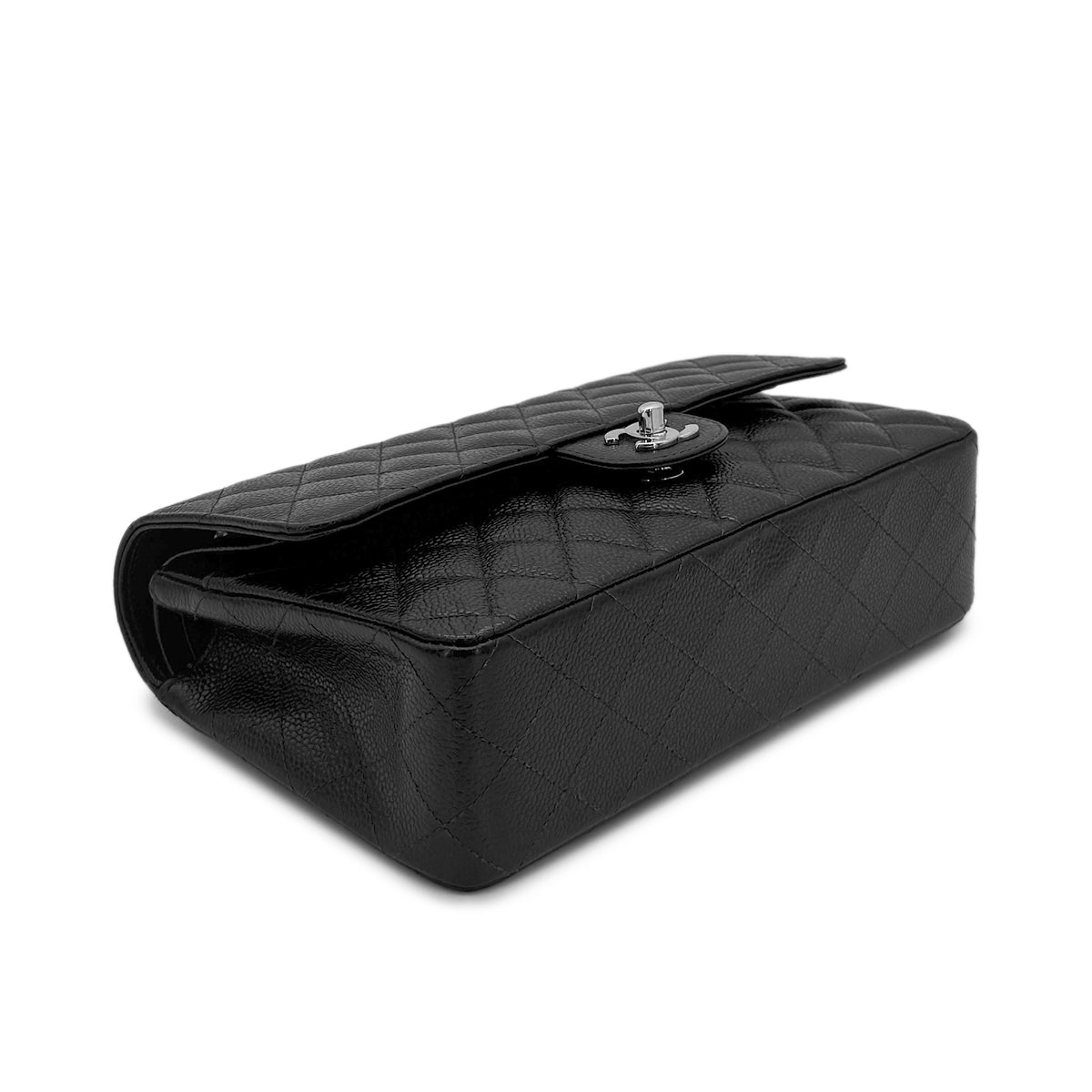 CHANEL VINTAGE CLASSIC FLAP MEDIUM CHAIN SHOULDER BAG BLACK CAVIAR SKIN 90278460