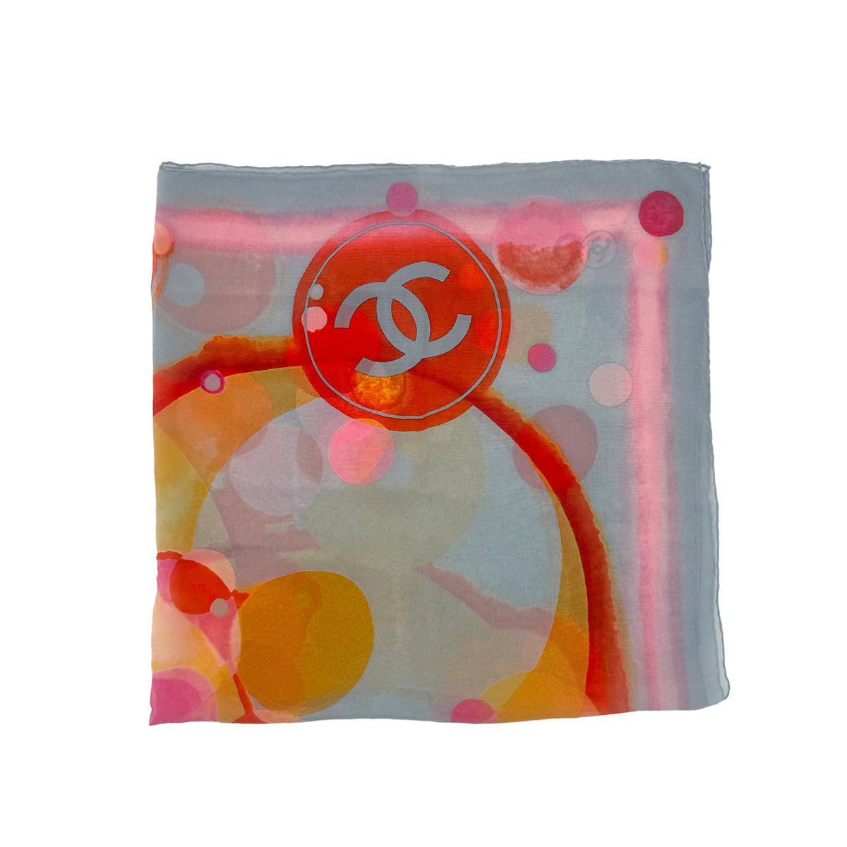 CHANEL VINTAGE SCARF COCOMARK MULTICOLOR CHIFFON SILK 90278488