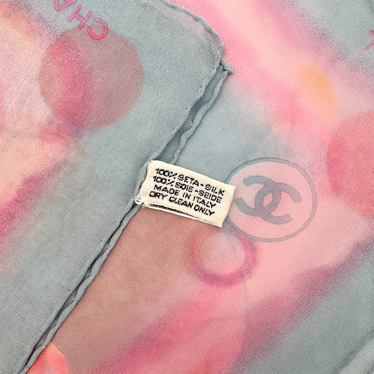 CHANEL VINTAGE SCARF COCOMARK MULTICOLOR CHIFFON SILK 90278488
