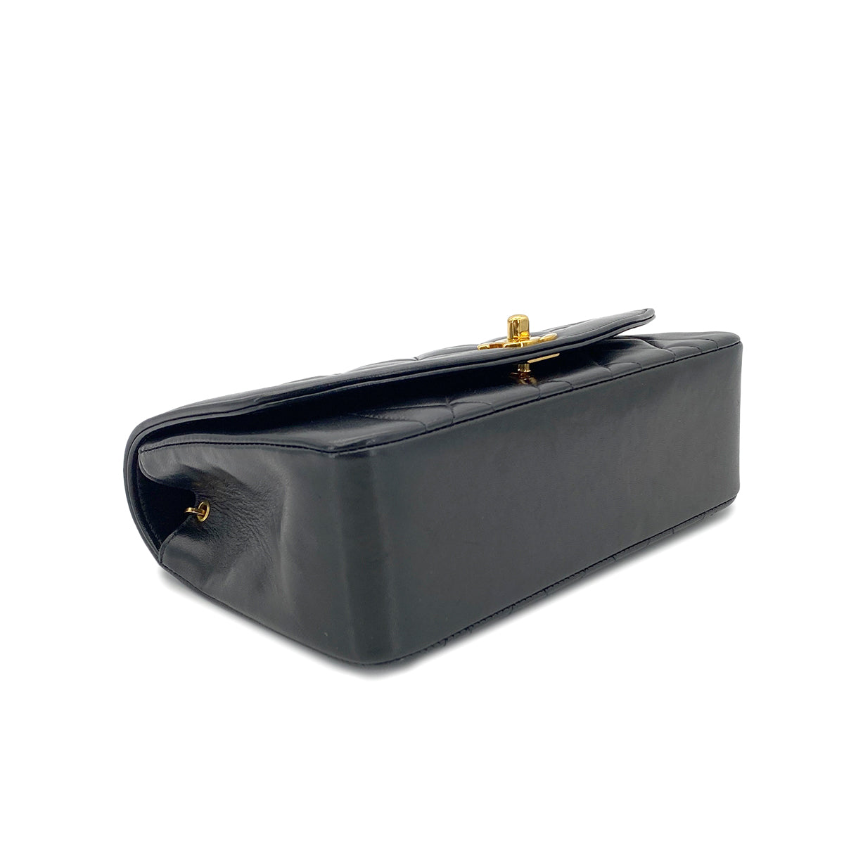 CHANEL VINTAGE DIANA SMALL CHAIN SHOULDER BAG BLACK LAMB SKIN 90278580