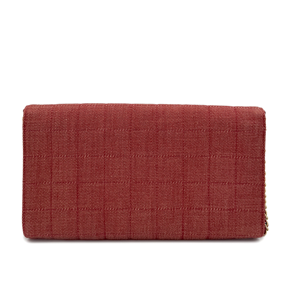 CHANEL VINTAGE CHOCOLATE BAR CHAIN SHOULDER BAG RED DENIM 90279008