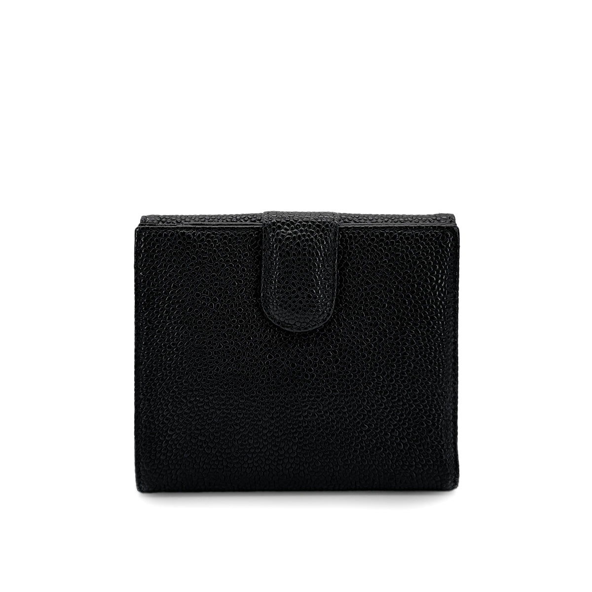 CHANEL VINTAGE BIFOLD COMPACT WALLET BLACK CAVIAR SKIN 90279013